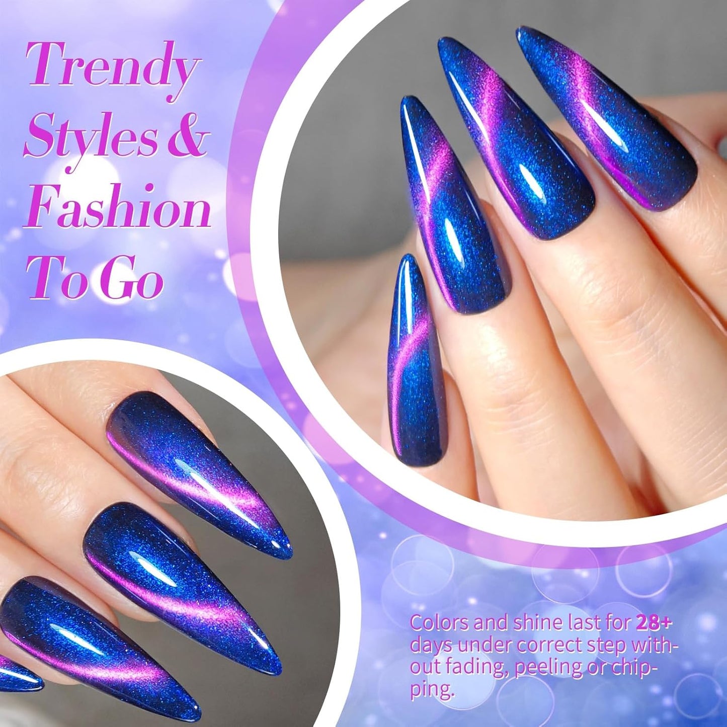 BORN PRETTY Cat Magnetic Eye Gel Nail Polish,Firefly Magnetic Gel Polish Blueberry Cat Magnetic Eye Gel Manicure Nail Art DIY 15ml