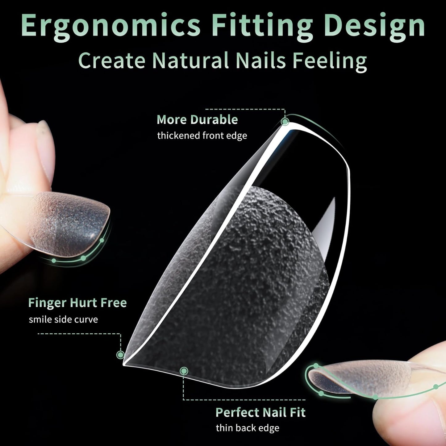 Medium Square Nail Tips, 216pcs Acrylic Fake Nails Gel Nail Tips Soft, Full Cover Pre-Shaped Matte Clear Press on Nails for Extension, Diy at Home Manicure 12 Sizes