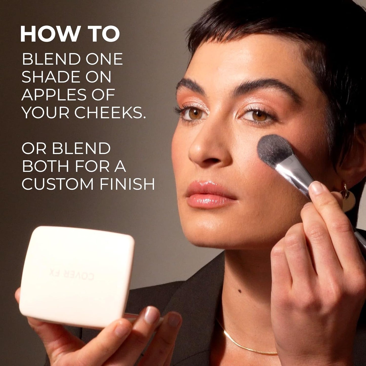 COVER FX Monochromatic Powder Blush Duo - Pink Dahlia: Soft Pink - Matte + Shimmer Finish - Create Custom, High Impact Color