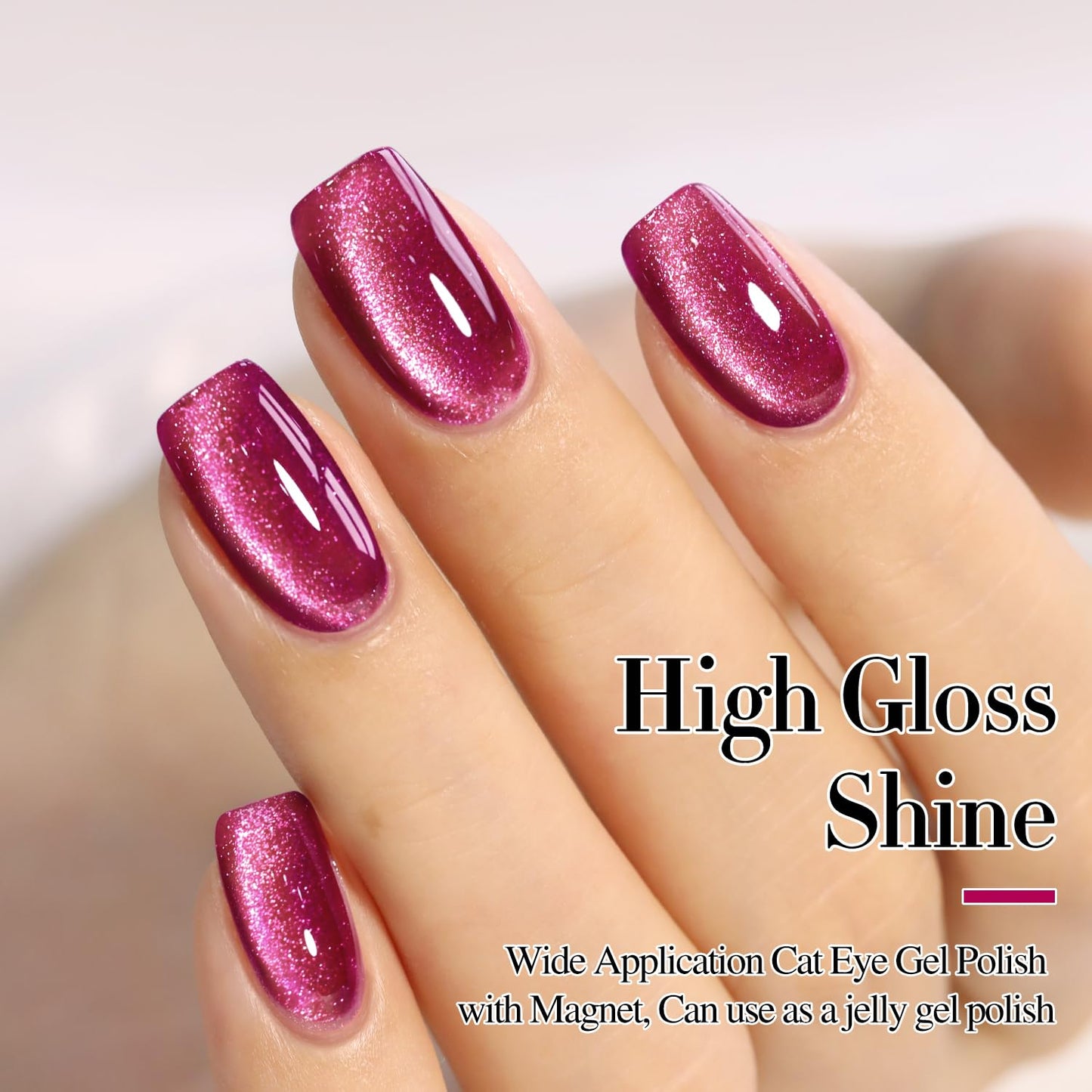Double Rhythm 0.5 OZ Cat Eye Gel Polish with Magnet 15ML Holographic Glitter Shimmer Translucent Jelly Color Magnetic Nail Polish Salon DIY at Home (MC1077)