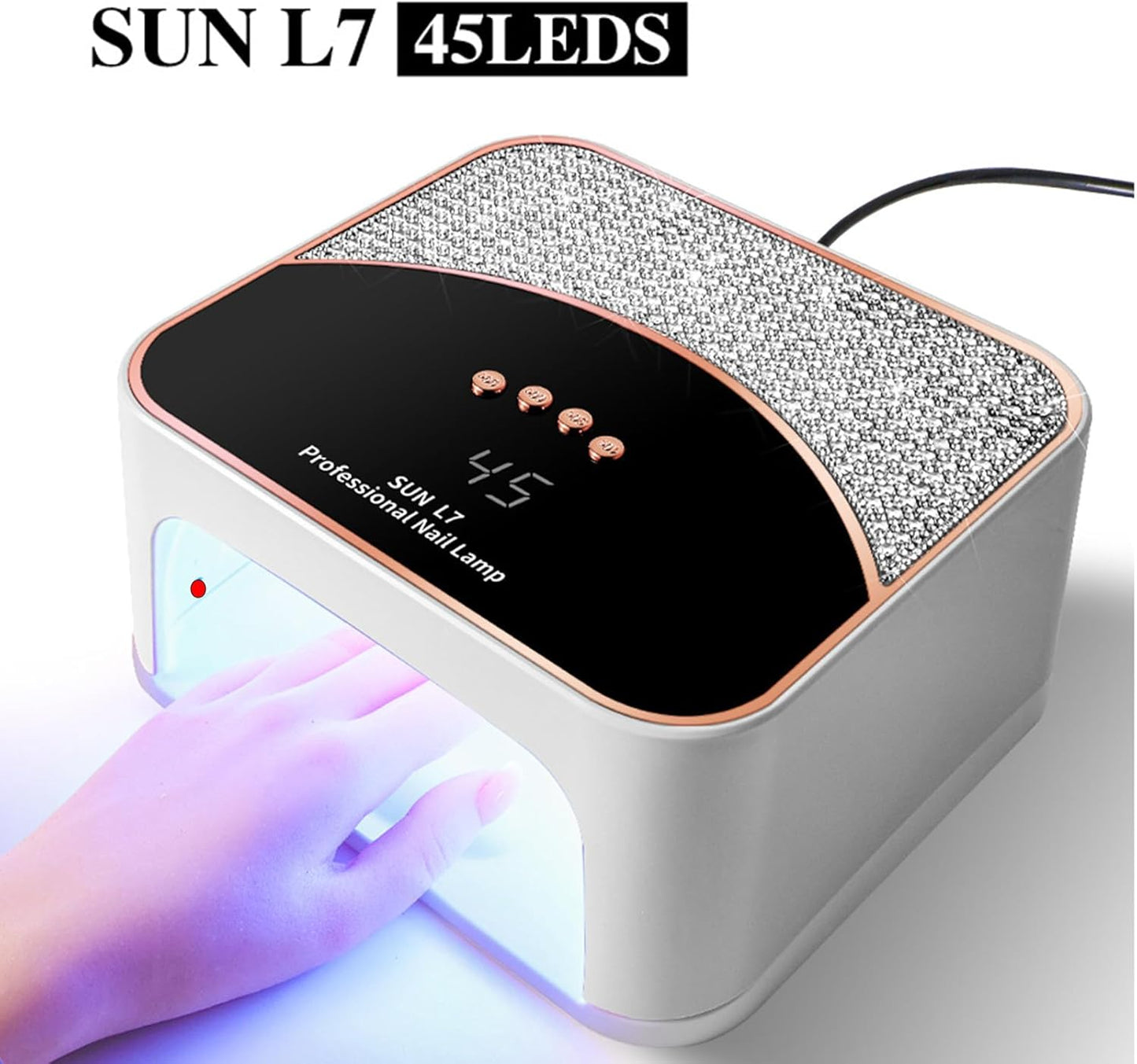 268W UV LED Nail Lamp, Gel Nail Light for Nail Polish UV Dryer with 4 Timers Professional Fast Curing Lamp Nail Art Tools with Rhinestone
