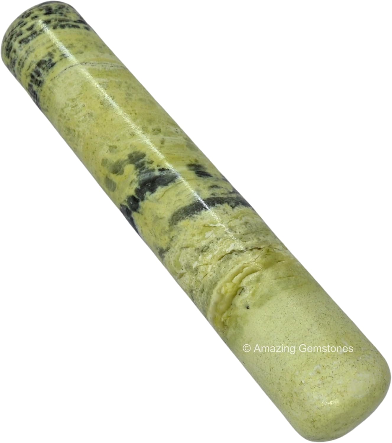 Amazing Gemstone Serpentine Crystal Wand Massage Stick - Pelvic Wand Gua Sha for Adults - Crystals and Healing Stones Massage Wands for Adults Gifts (Smooth)