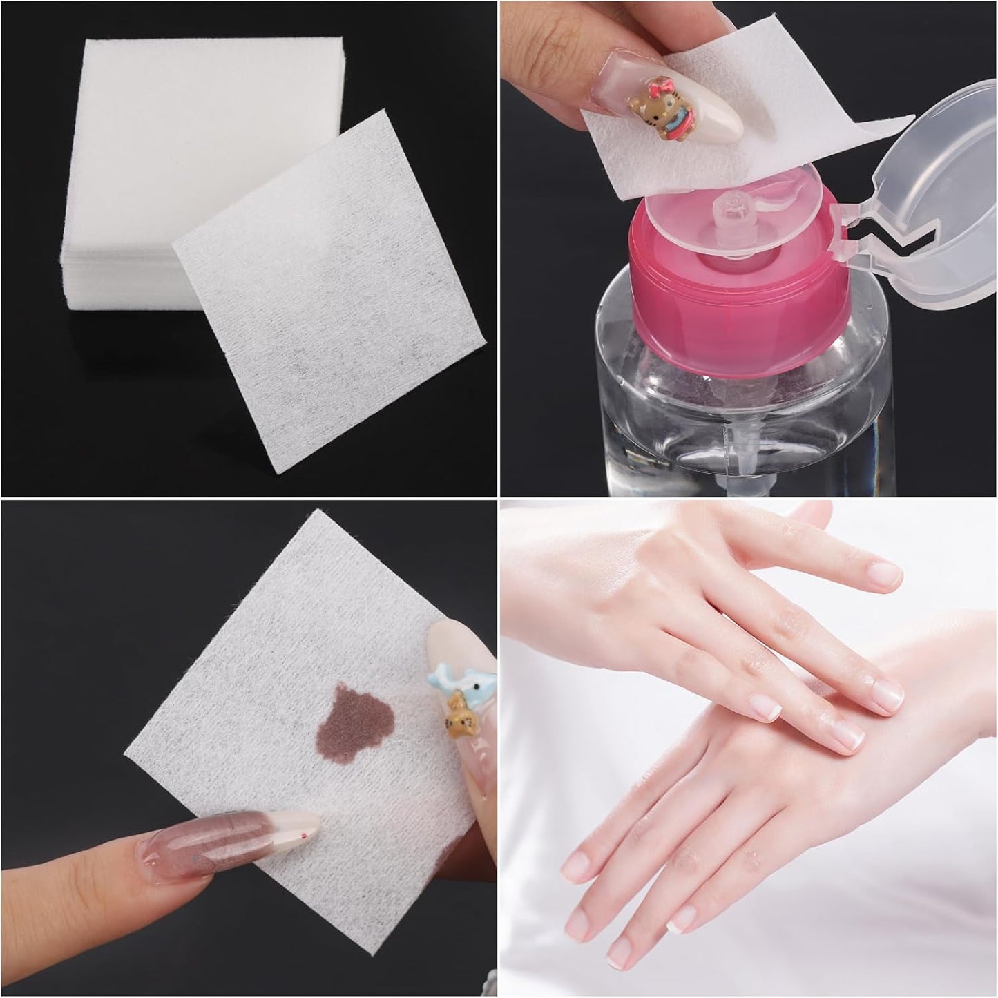 BTYMS 650 Pcs Lint Free Nail Wipes, 2" x 2" Nail Polish Removers Cotton Pads