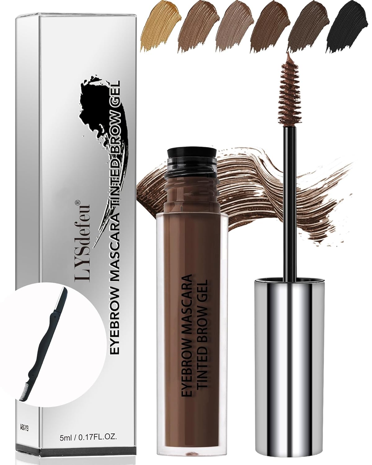 Waterproof Tinted Brow Gel-Long Lasting SmudgeProof Liquid Eyebrow Makeup,Eyebrow Mascara Tinted Brow Glue,Brow Filler Tint,Volumizing Enhance Brow Mascara,With Brow Razor Brush for Women-04Dark Brown