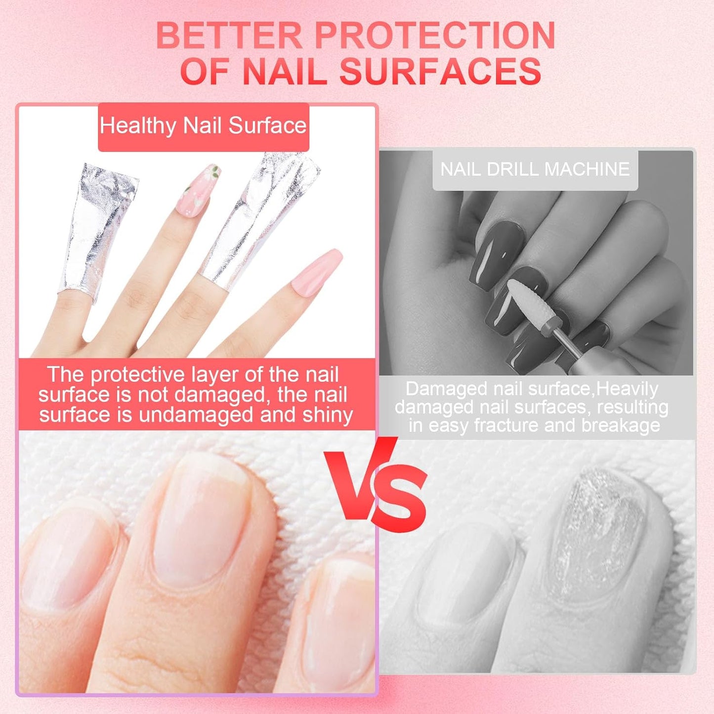 NXJ INFILILA Nail Foil - 300PCS Foil Nail Wraps Gel Nail Polish Remover Foil Wraps for Nails, Soak Off Gel Remover with Larger Cotton Pad for Removing Nail Polish at Home