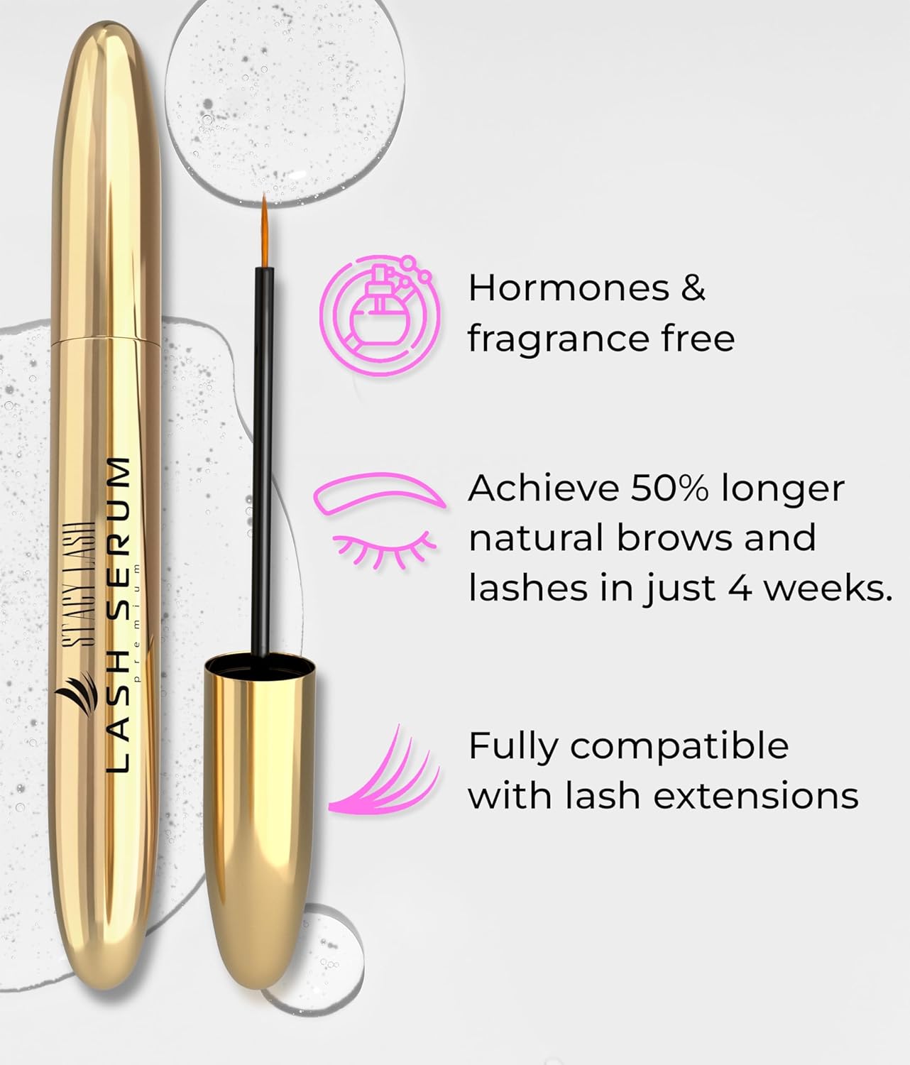 STACY LASH Lash Shampoo 100ml+ Eyelash Growth Serum Cleaning Kit of Eye Makeup Remover (Cleanser) + Brush & Eyelash Serum for Eyelash Growth and Thickness