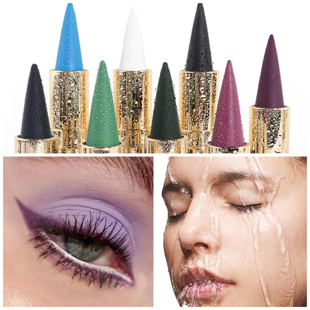 Kaely Dark Purple Gel Eyeliner Pencil,Waterproof Smudge Proof Eye Liner Pen,Cat Eye Goth Halloween Makeup,Eye Black Face Paint Lipstick Crayon,Color Colorful Eyeliner Eyeshadow Stick,11