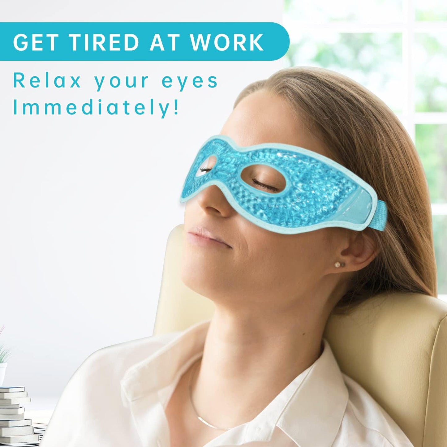 2 PCS Ice Eye Mask Reusable Ice Pack for Eyes,Hot Cold Compress Gel Bead Cooling Eye Mask with Eye Hole for Puffiness/Dark Circles/Eye Bags/Dry Eyes/Headaches/Migraines/Stress Relief (Blue)