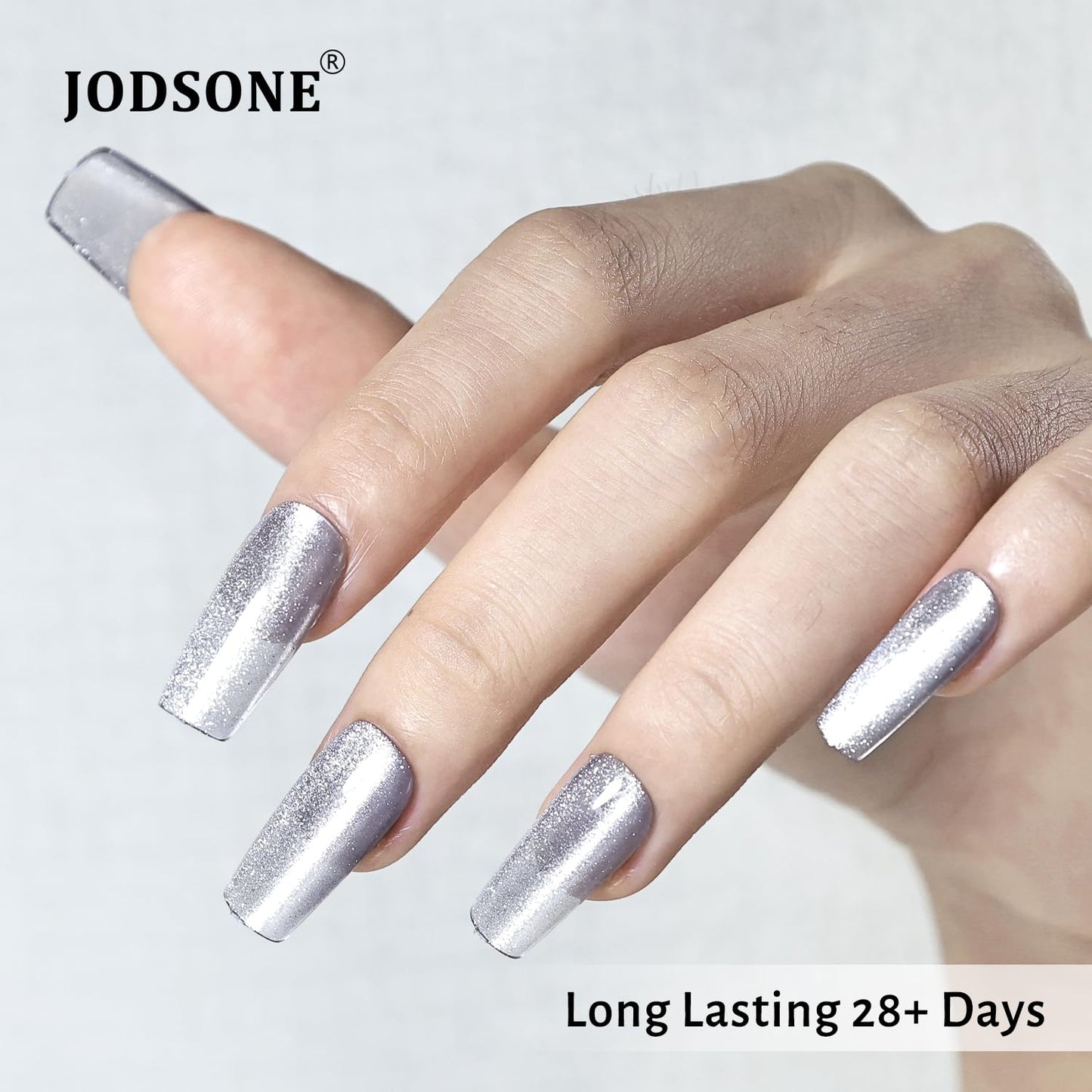 JODSONE 16.5ml Cat Eye Gel Nail Polish Silver for Holographic Glitter Cat Eye with Magnet Need U V Curing