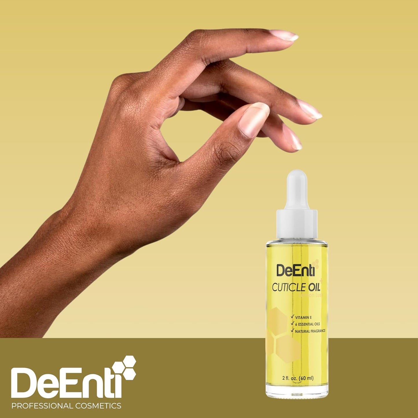 DeEnti Cuticle Oil, Jojoba Oil for Nails, 2oz Hydrating Cuticle Nail Oils, Lush Lemon Scented Cuticles Repair, Vitamin E Nail Supplies, Professional Salon Quality Manicure Supplies