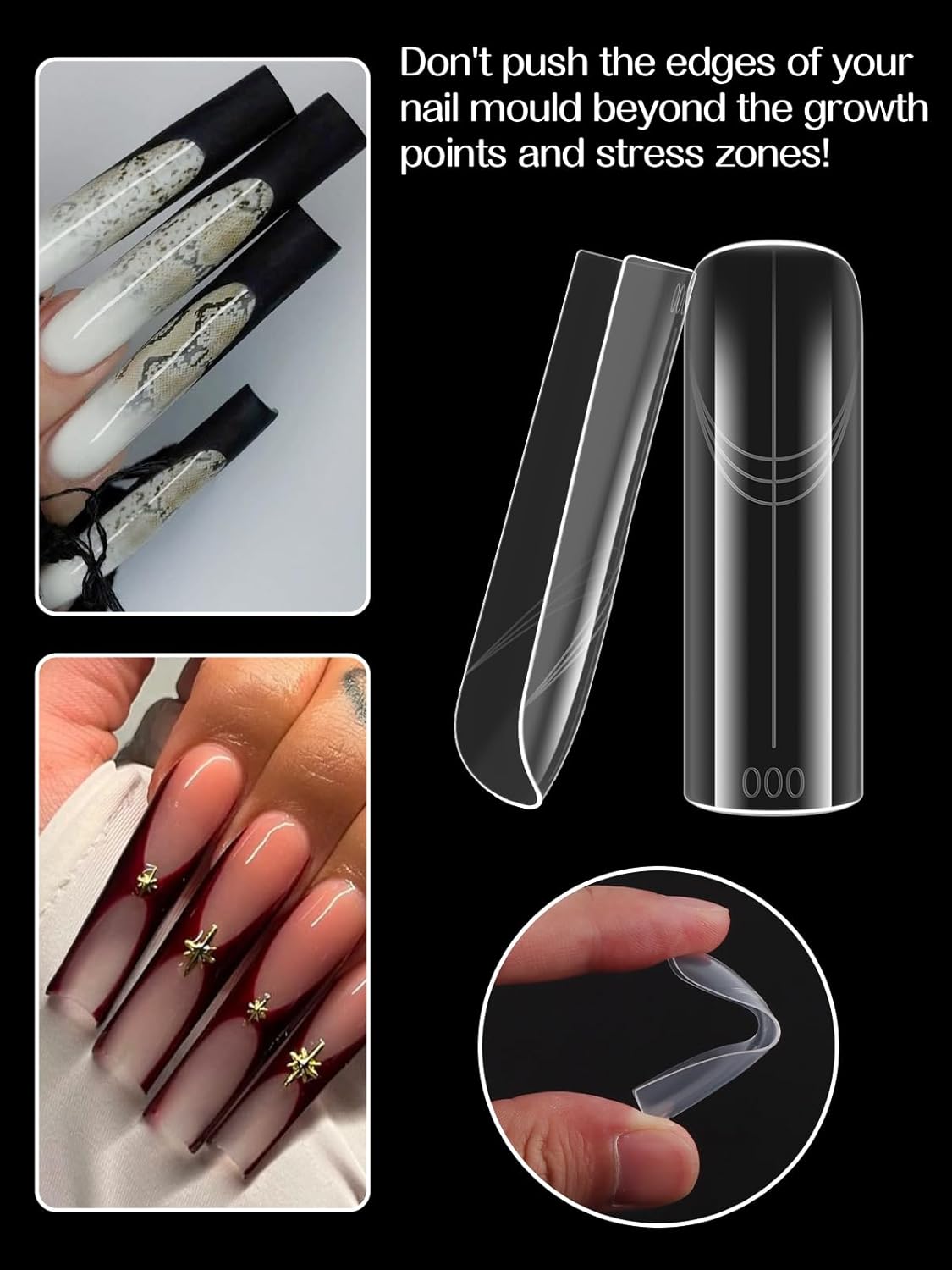 TOROKOM Poly Nail Gel Dual Nail Forms, 150 PCS Poly Nail Gel Square Structure Nail Molds for Builder Gel Poly Extension Gel Nail Art Design Salon&DIY