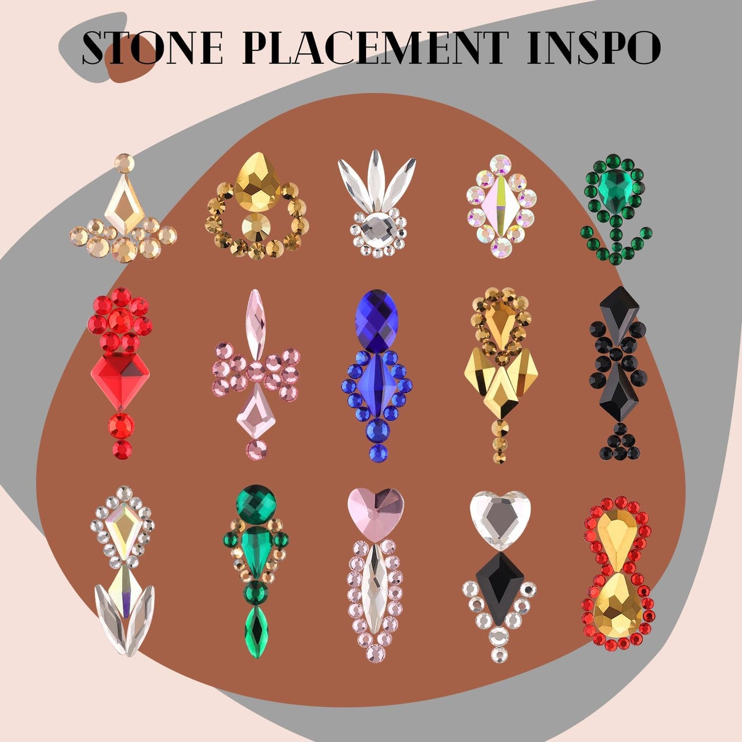 2060Pcs Champagne Gold Glass Nail Rhinestones 60Pcs Multi Shapes Flatback Nail Gems + 2000Pcs 1.5-4mm Round Crystal, Manicure Nail Charms Diamond Gemstone for Acrylic Nails Decoration