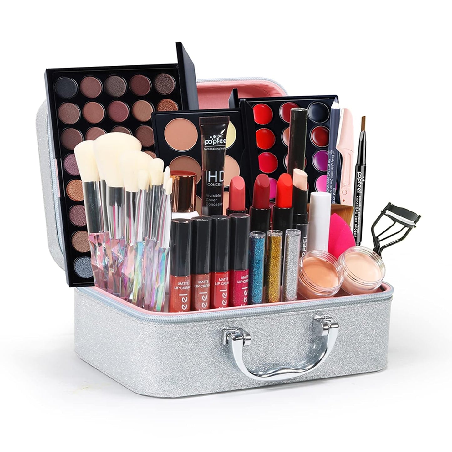All-in-One Makeup Gift Set Carry All Makeup Kit Women Full Kit With Makeup Bag Lipgloss Lipstick Concealer Blush Foundation Face Powder Eyeshadow Palette Cosmetic Palette #6