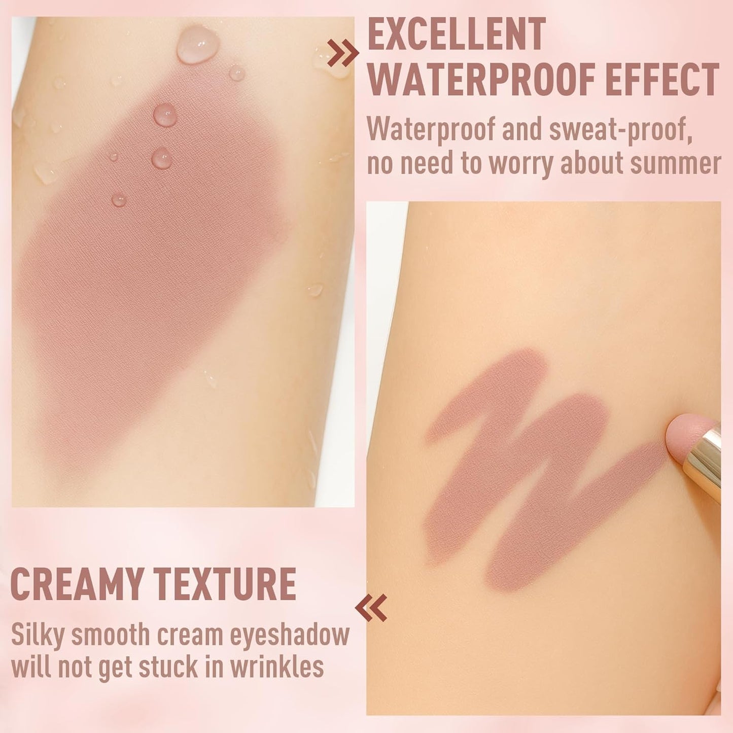 FV Long Lasting Cream Eyeshadow Stick, Waterproof & High Pigmented Eye Shadow Sticks Duo with Blending Sponge, Crease-Proof & Natural Finish Eyeshadow Pencil, Sand Matte