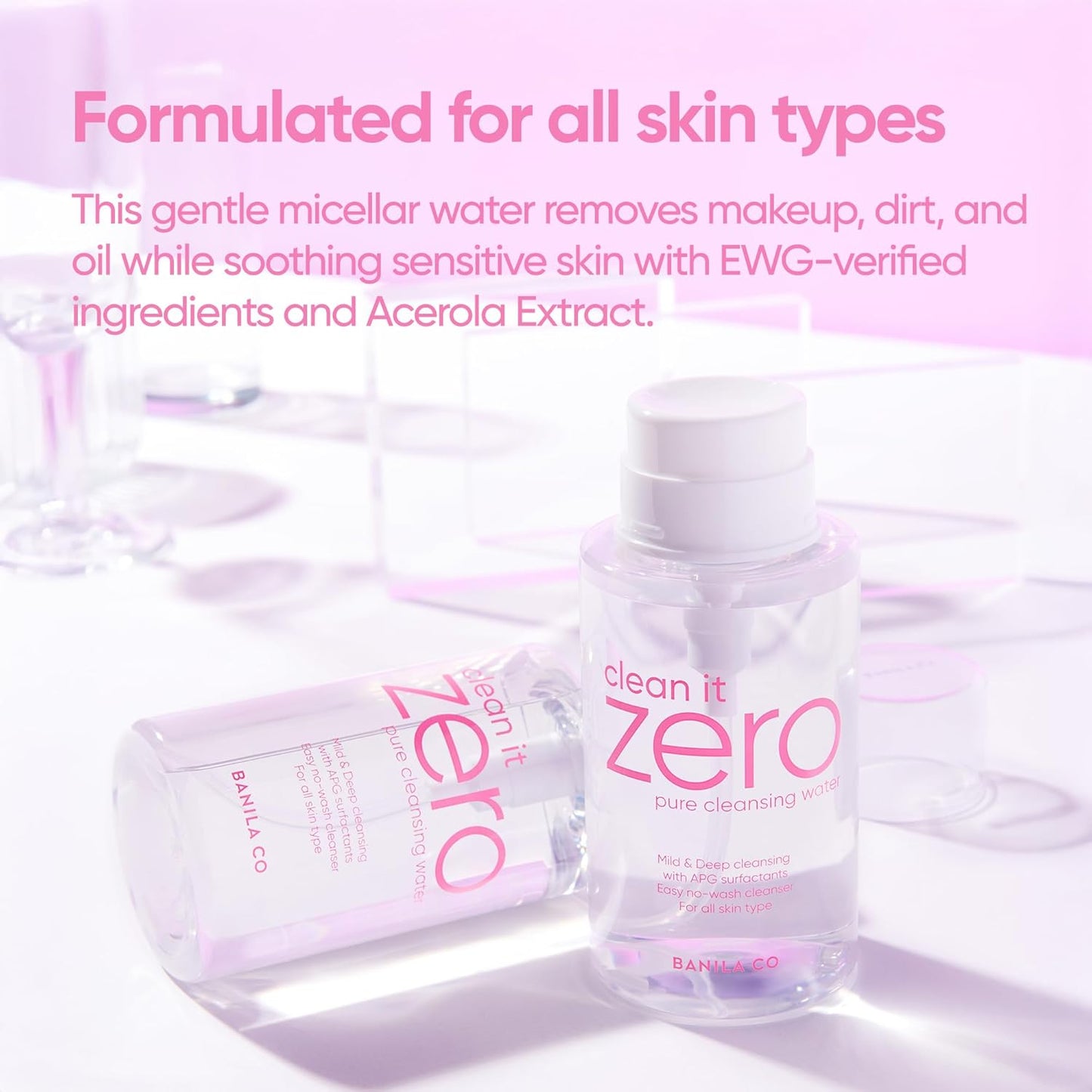 BANILA CO Clean It Zero Pure Cleansing Water | Gentle Cleanser for Sensitive Skin | Micellar Water Makeup Remover No Rinse & Oil Free (310ml / 10.48 fl.oz)