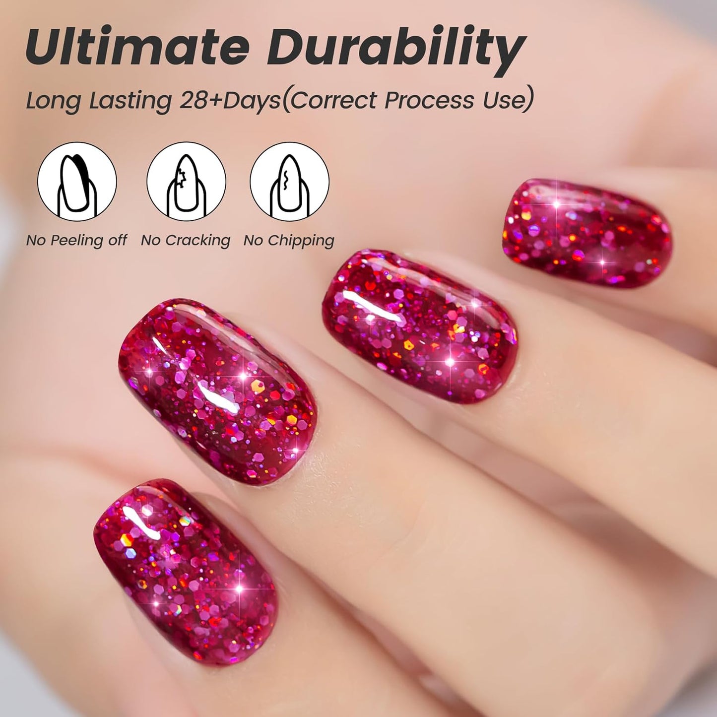 YTD Likomey Glitter Gel Nail Polish,15ml Sparkling Dragon Fruit Pink Fuchsia Chunky Glitter Fall Winter Salon Home DIY Soak Off Manicure UV Color Varnish,SF357