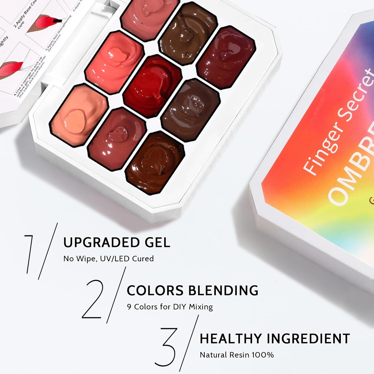 Sponge Pat Paint Nail Gel, 9 Colors Ombre Nails Gradient Gel Nail Blush Blooming Aura Nails Drawing Stripper Floral Painting Nail Art, No Wipe, UV/LED Curing (9 Colors E)