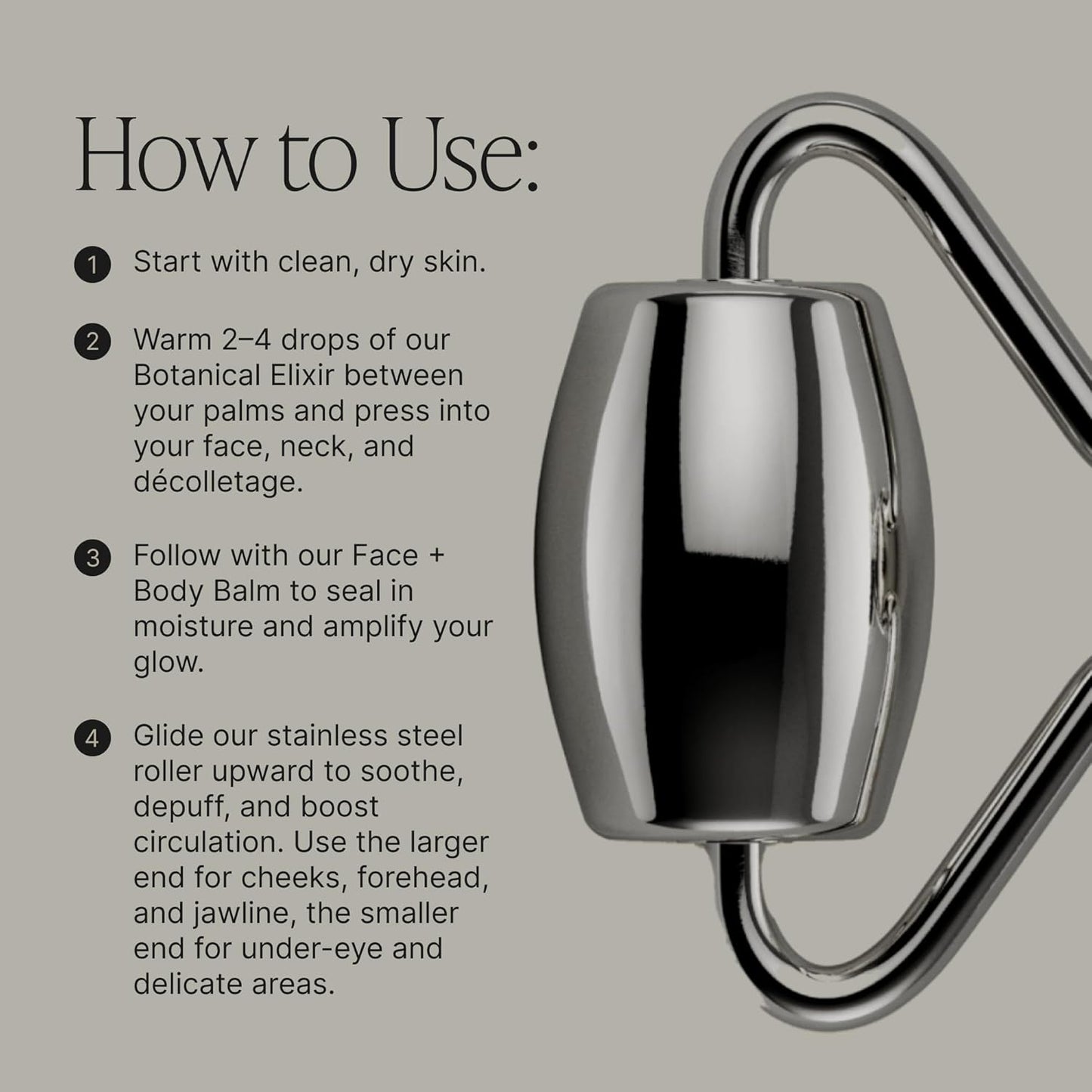 304-Grade Stainless Steel Facial Roller, Face Roller for Eyes, Double Chin, Jawline & Neck, Reduce Puffiness & Improve Wrinkles, Massage Tool for Anti-Aging, Lifting & Lymphatic Drainage