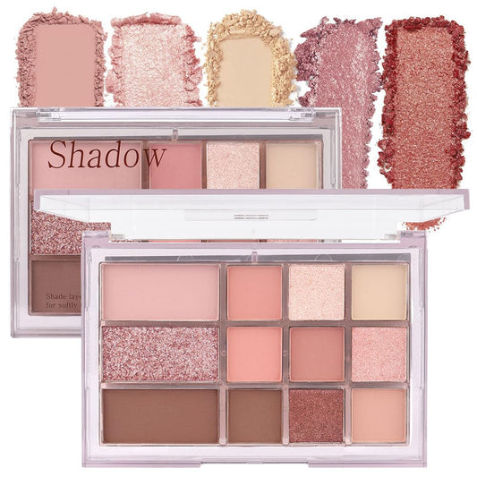 12 Girds Colorful Matte Shimmer Eyeshadow Palette for Eye Makeup,High Pigmented Eye Shadow Primers Powder Palet de sombras de ojos 12-B