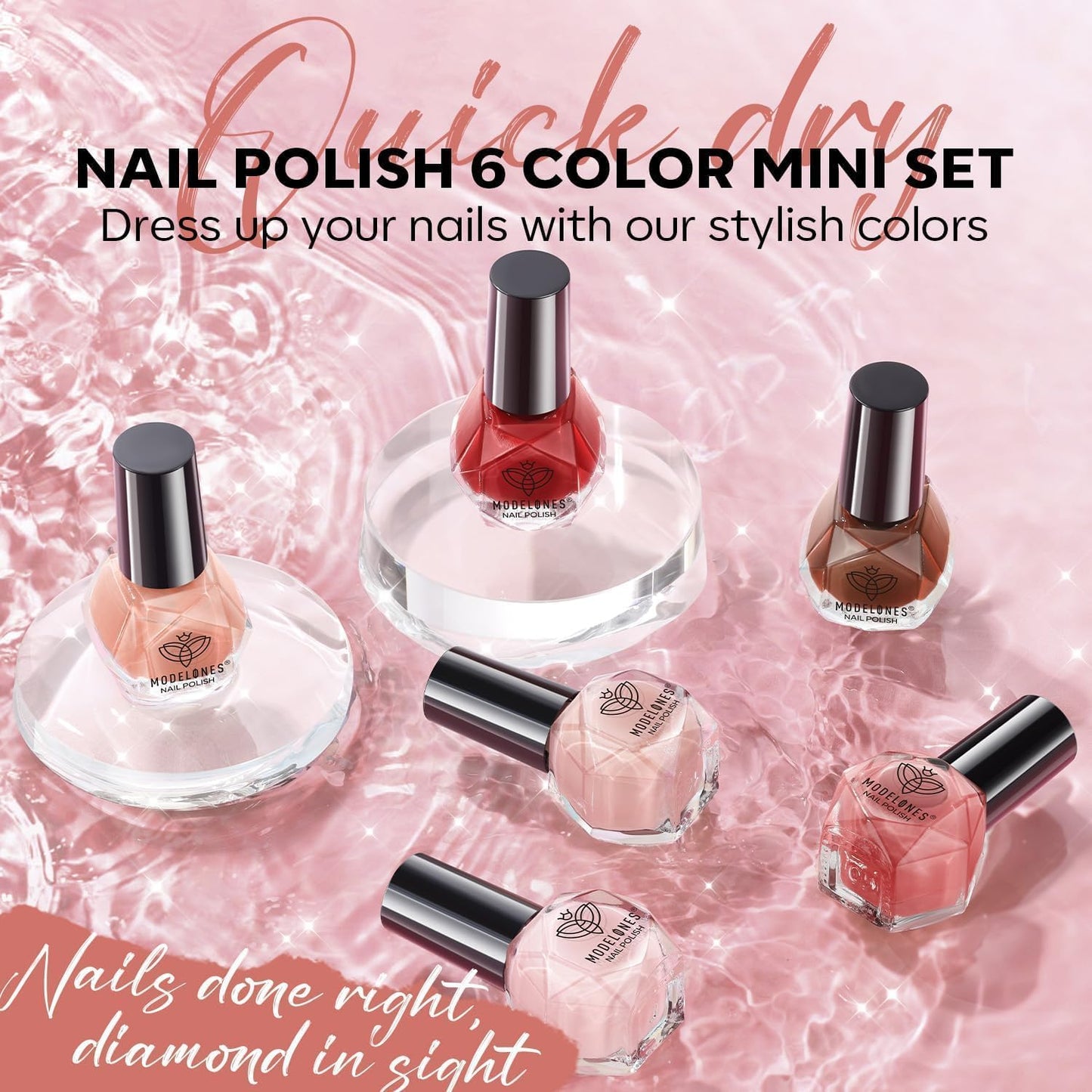 modelones Jelly Nail Polish of 6 Colors Sheer Nude Mini Nail Polish Set Natural Jelly Red Pink Brown Colors Quick Dry Fingernail Polish for DIY Fall Winter Nail Art Salon Home Gift for Women Girl