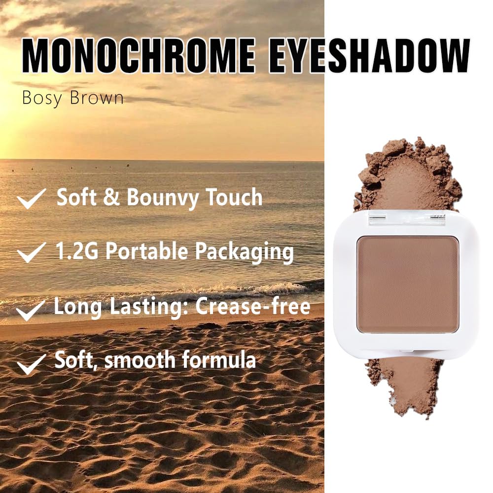 Kaely Single Eyeshadow Makeup, Rosy Brown Neutral Powder Matte Eye Shadow for Older Women, Mini Monochrome Eye Shadow Palette Pigmented Waterproof, sombras para ojos, Lightweight Blendable, 14