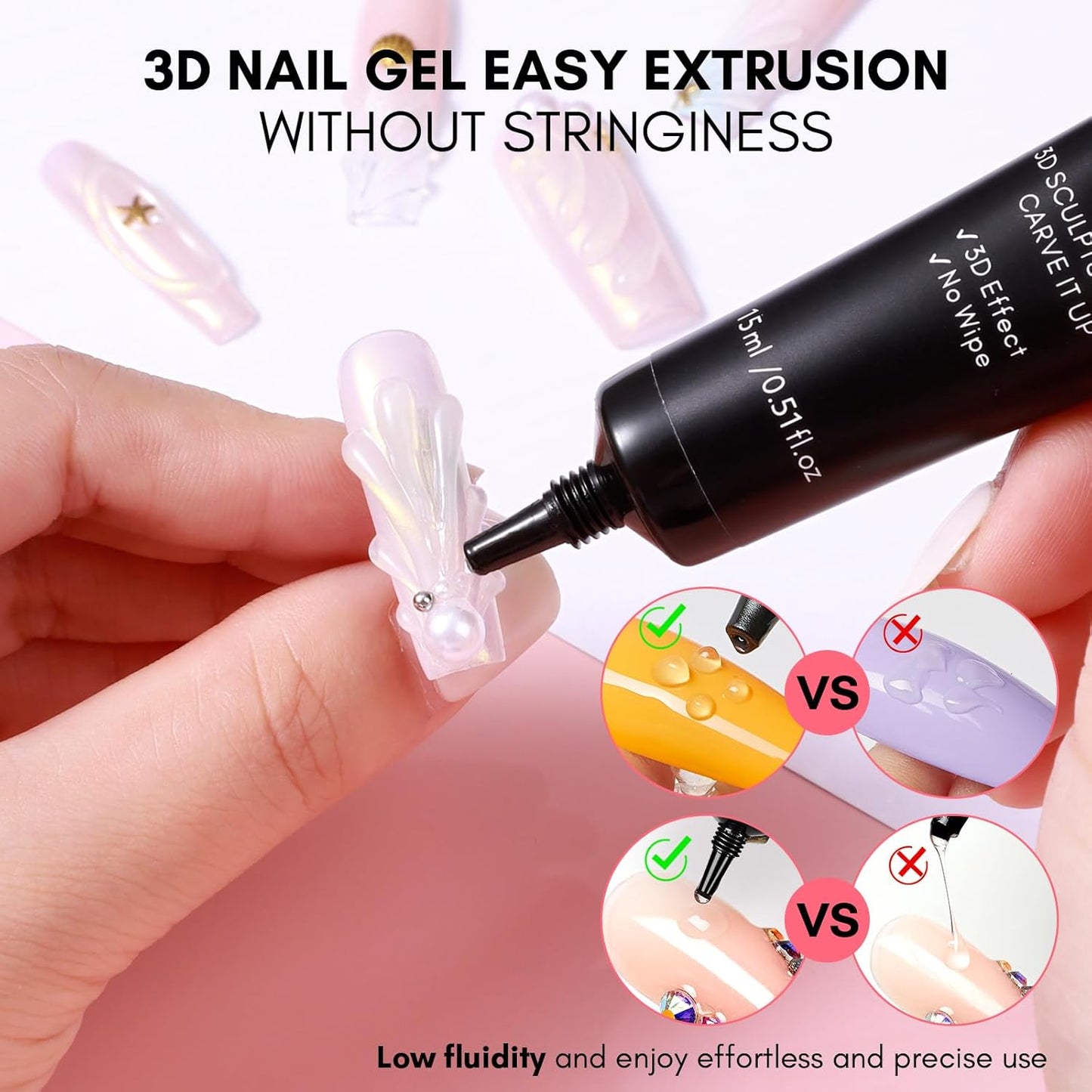 Makartt Nail Rhinestone Glue with 3D Gel Kit – Super Strong Nail Charm Glue & Sculpting Gel for DIY Nail Art, Drawing, Molding & Embossed Designs, Easy to Use for Nail Lovers & Beginners
