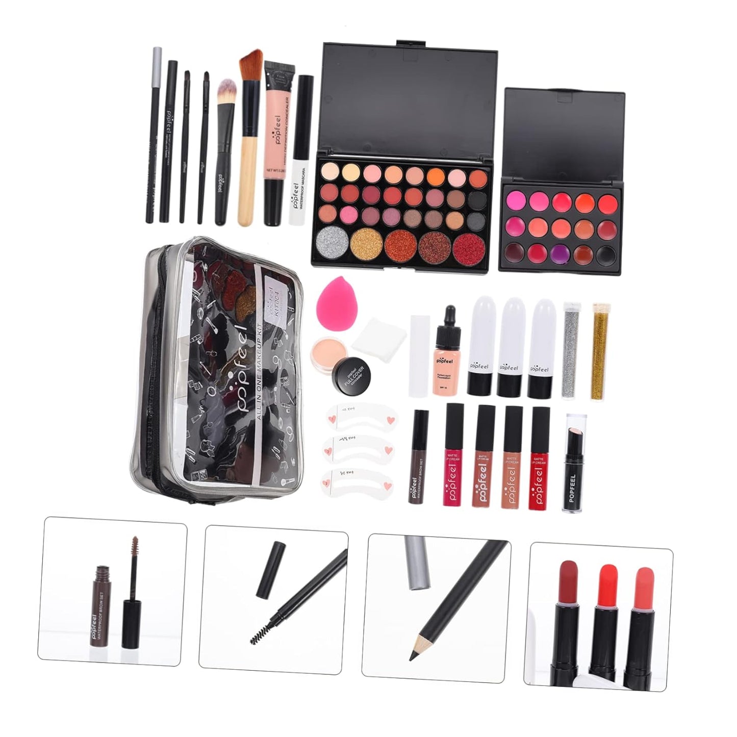 1 Set women's makeup set Eyebrow Pencil All-in-one Makeup Kit Makeup Multi- Makeup Kit Professional Foundation Cosmetics Supplies One-piece student mascara