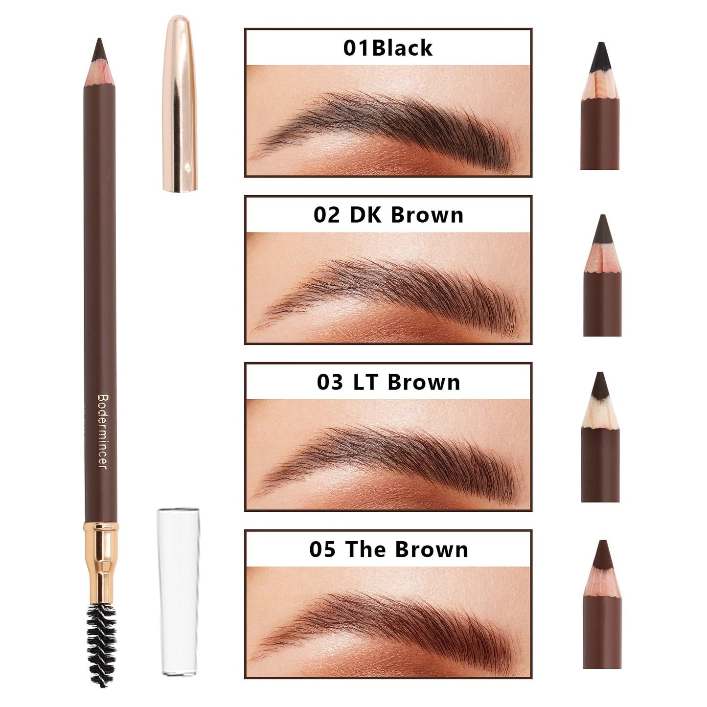 BODERMINCER 1pcs Eyebrow Pencil Longlasting Waterproof Durable Liner Eyebrow 5 Colors to Choose (5# Brown)