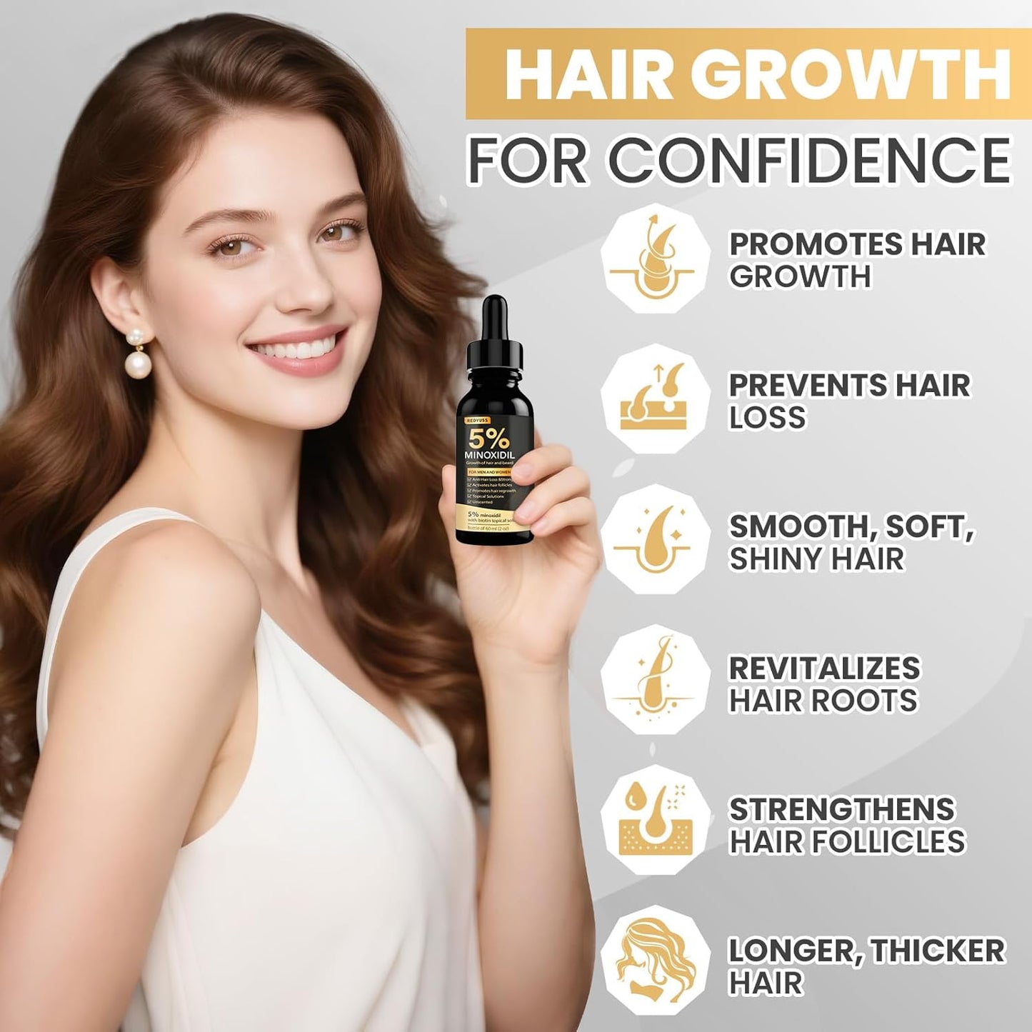 5% Minoxidil Hair Growth Serum Minoxidil Biotin for Hair Beard Growth Prevent Hair Loss for Thicker Longer Fuller Healthier Hair Men and Wome 3 Bottles of 2oz