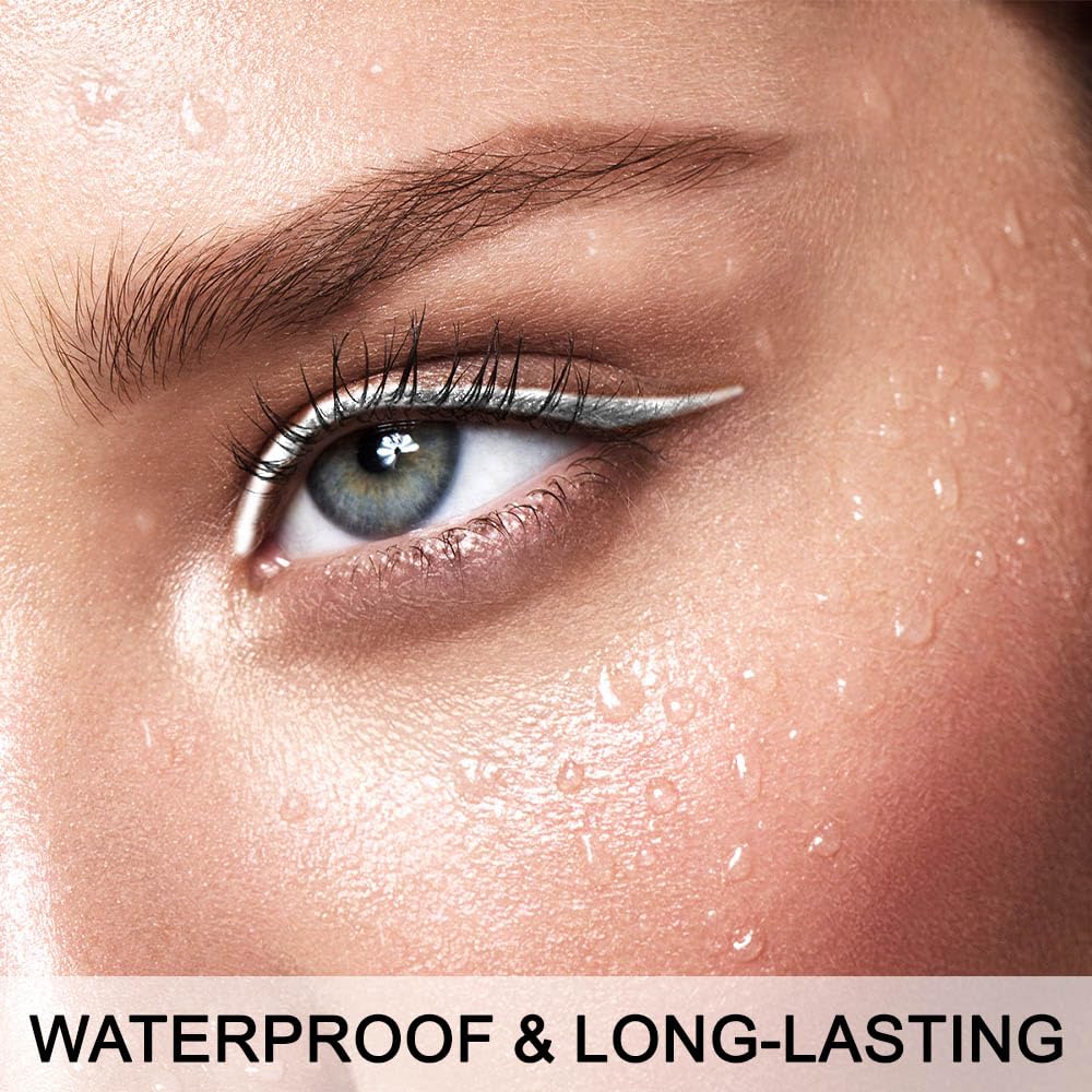 evpct 2Pcs White Color Gel Glitter Eyeliner Pencils Set for Women Waterline Waterproof Smudge Proof lapiz de ojos delineador de ojos contra el agua Eye Liner Makeup