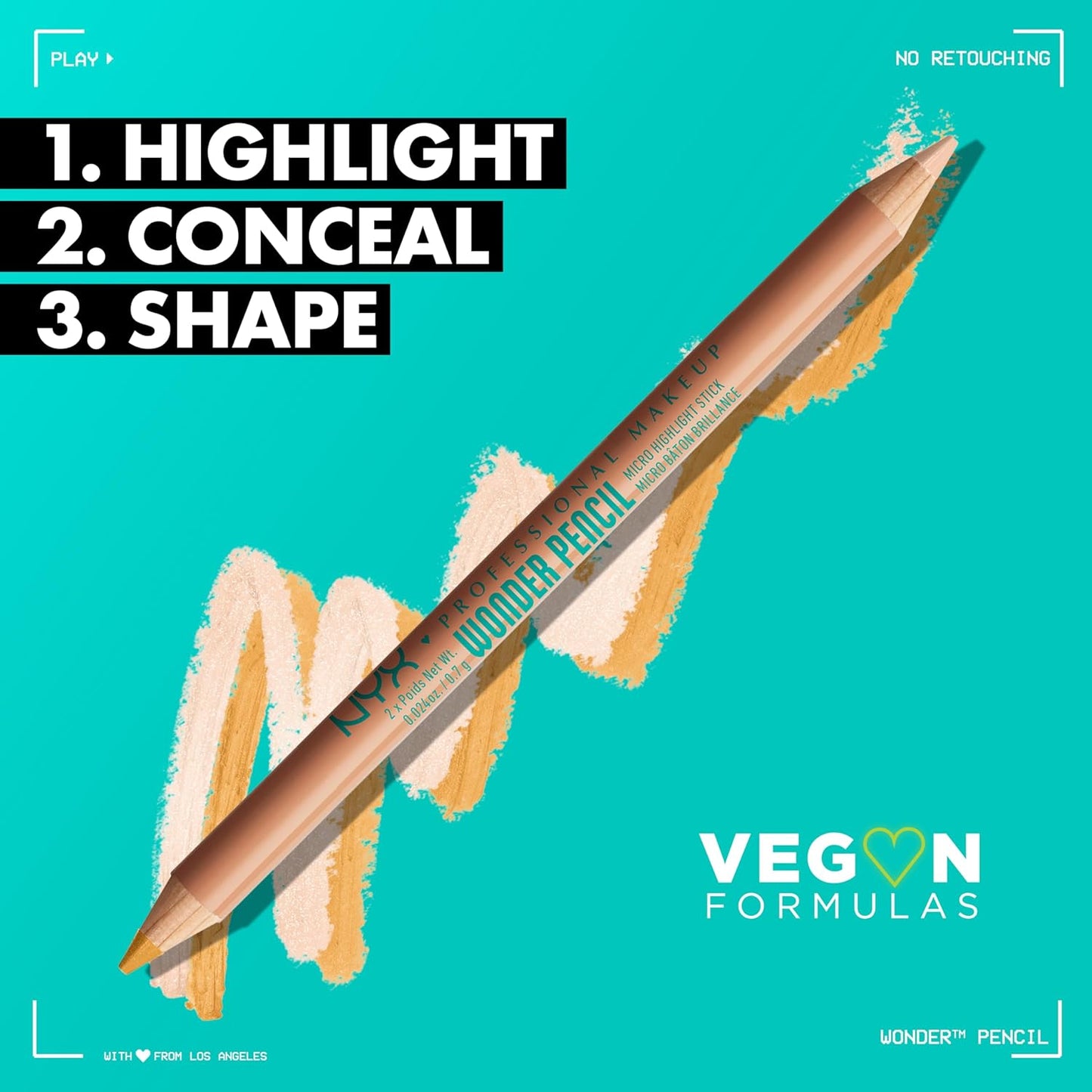 NYX PROFESSIONAL MAKEUP Wonder Pencil, Multi-Use Micro Highlighter & Concealer Stick - Medium Peach