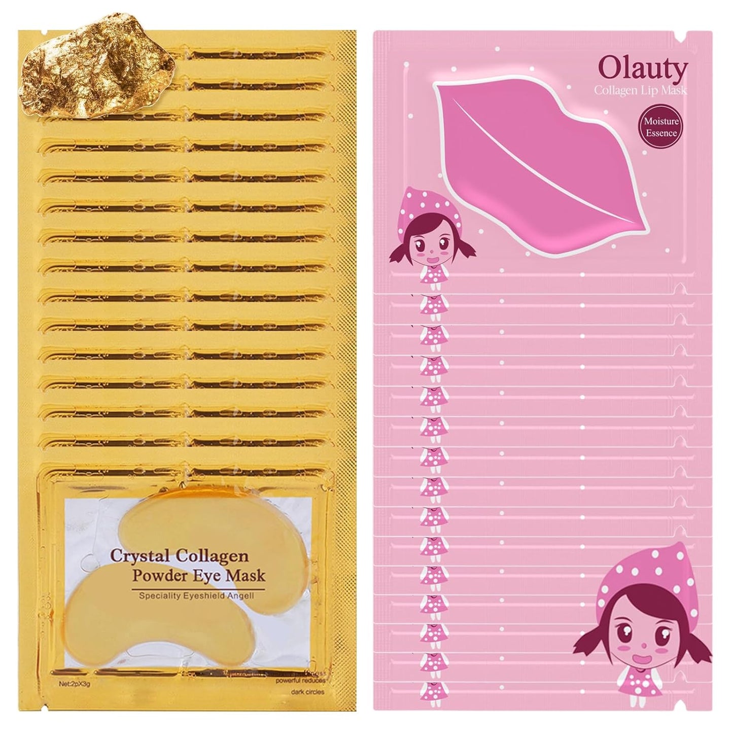 30 Pieces Lip Masks & Under Eye Masks,24K Gold Gel Crystal Collagen Eye Patches,Moisturizing Girl Lip Masks Skincare,Reducing Fine Lines & Dark Circle for Puffy Eyes,Birthday Gifts for Women
