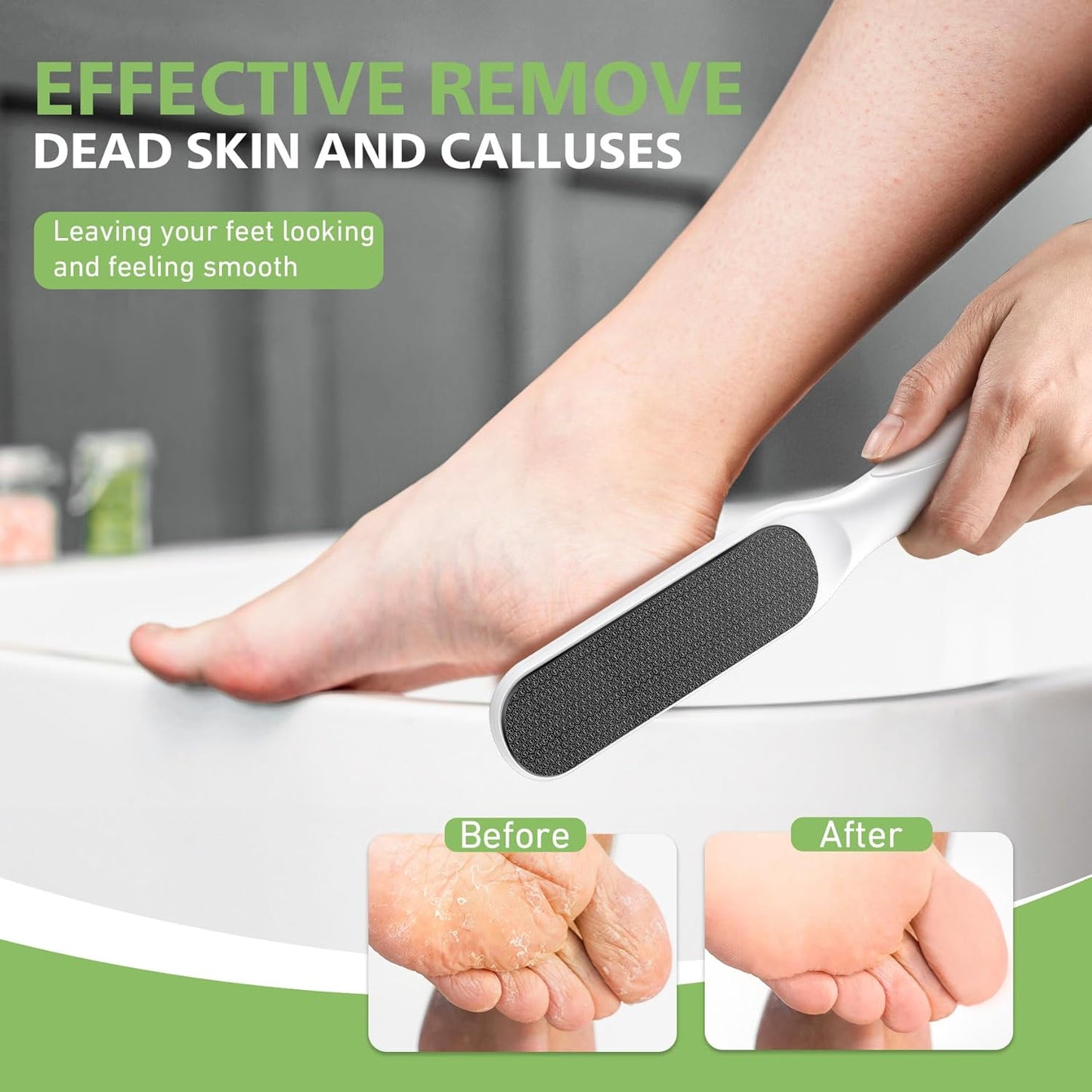 BALUCA Hard Skin Remover Nano Glass Foot File - Foot Callus Remover, Durable Foot Scrubber, Dead Skin Remover, Hygienic Pedicure Tool, Long Lasting Foot Buffer, Soft Smooth Feet, White