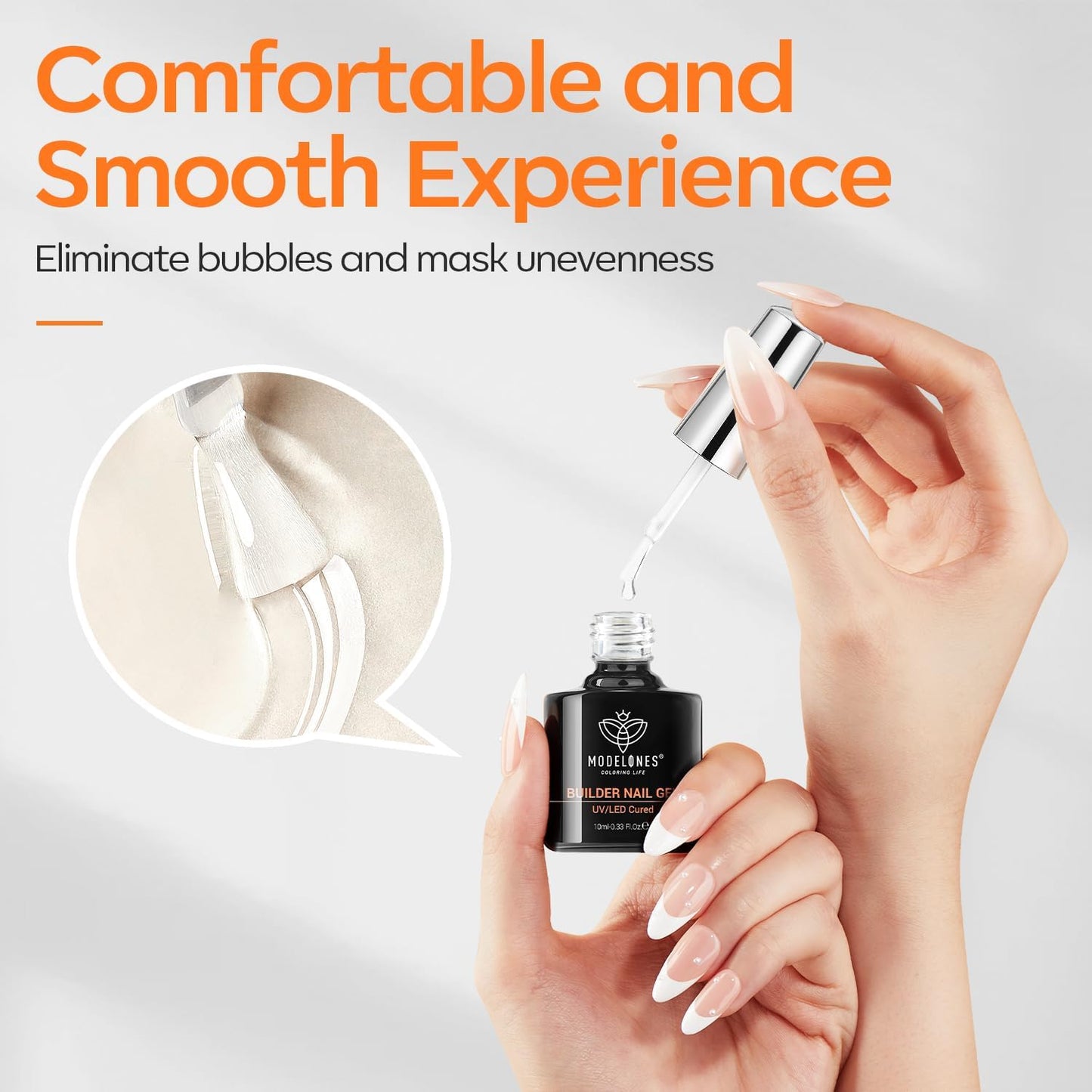 modelones Builder Nail Gel with Gel Top Coat, 8-In-One Clear Builder Acid Free Top Coat for Nail Thickening Apex Building Extension Shine Finish and Long Lasting, LED Lamp Cured 10ml DIY Home Salon