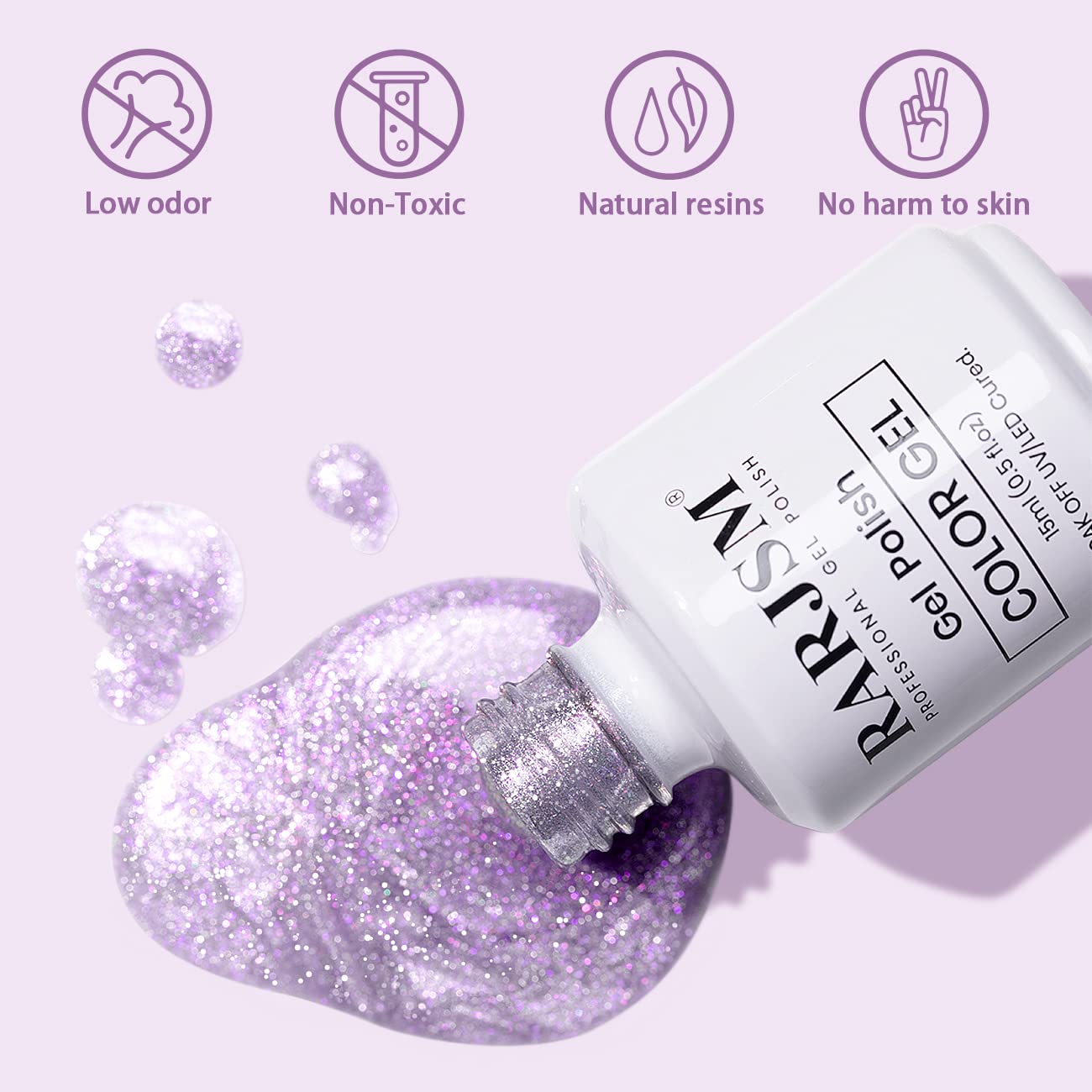 RARJSM Aurora Cat Eye Gel Nail Polish Purple Pink Velvet Silver Glitter Universal Galaxy Shimmer Star Effect Gel Polish with Magnet Stick Single Bottle UV LED Curing Require Soak Off Home Salon