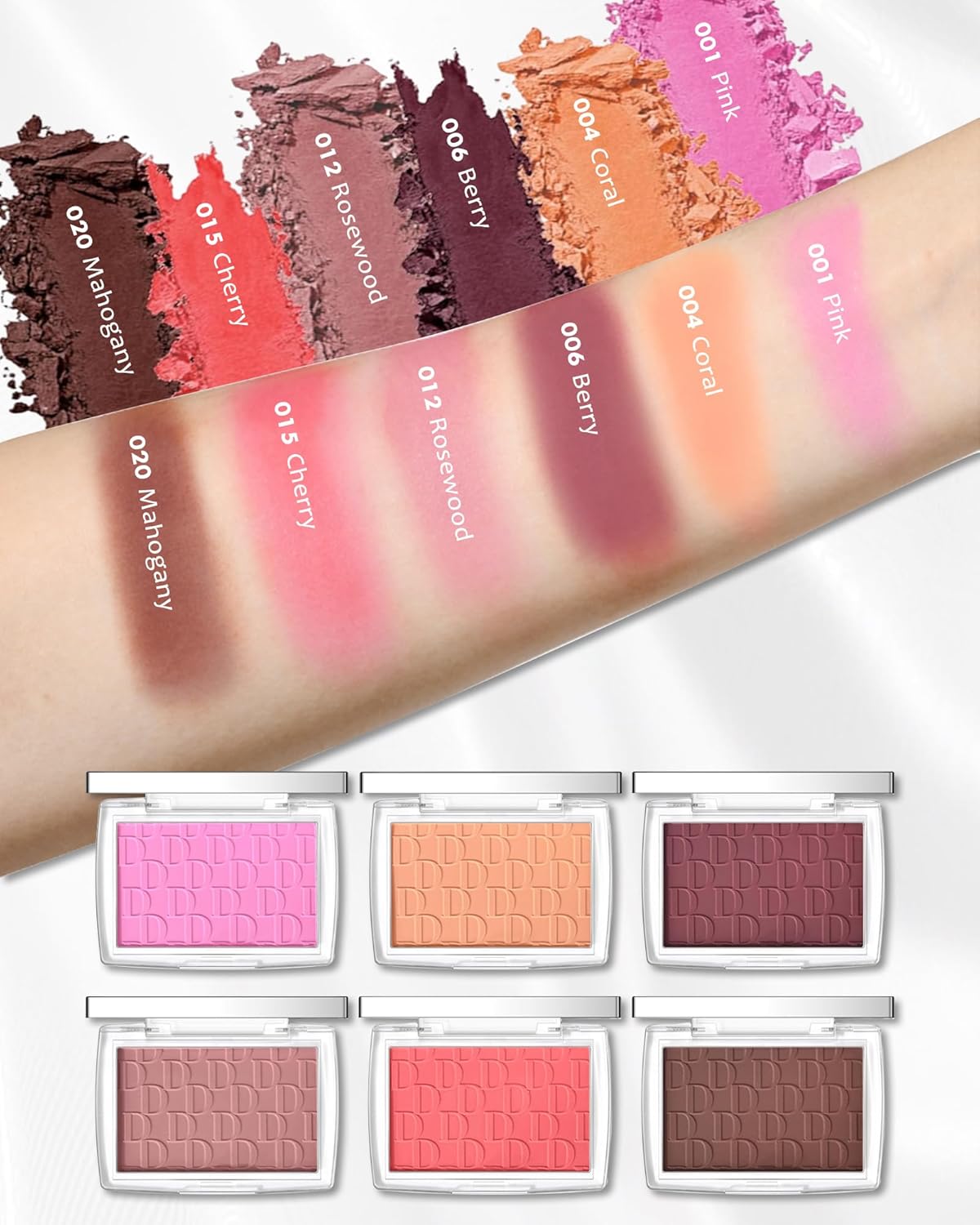 Powder Blush Palette, Matte Powder Makeup Blush for Cheeks, Natural Glow Face Blush Contour Palette, Lightweight, Smooth, High Impact Buildable Color, Long-lasting All-Day Face Enhancing -#Mahogany