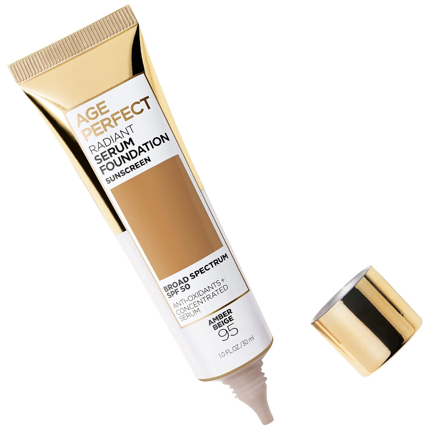 L'Oreal Paris Age Perfect Radiant Serum Foundation with SPF 50, Amber Beige, 1 Ounce