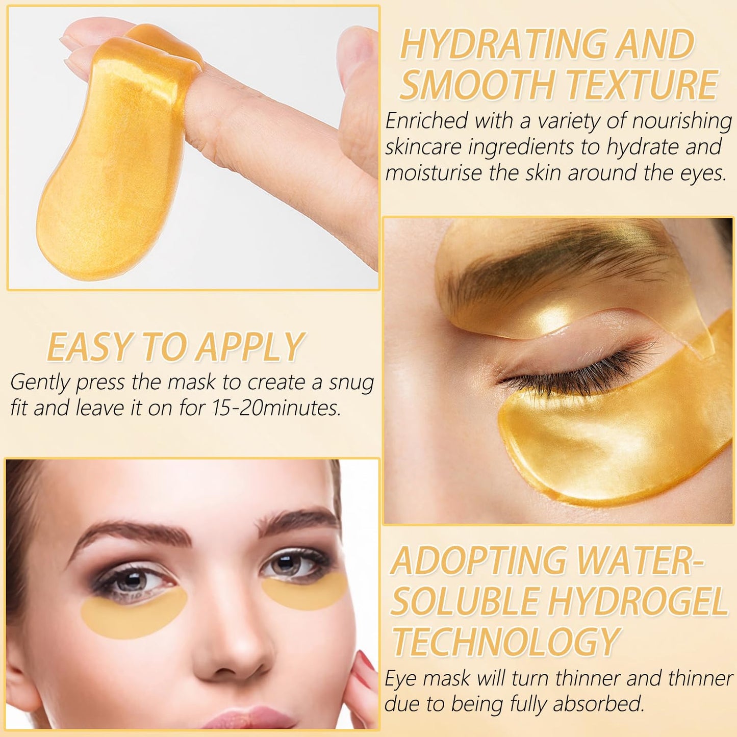 30 Pairs Lip Masks & Eye Mask,24K Collagen Crystal Under Eye Patches for Puffy Eyes,Dark Circles,Moisturizing& Reducing Fine Lines Lip Mask,Cooling Collagen Eye Masks Skincare for Women Men