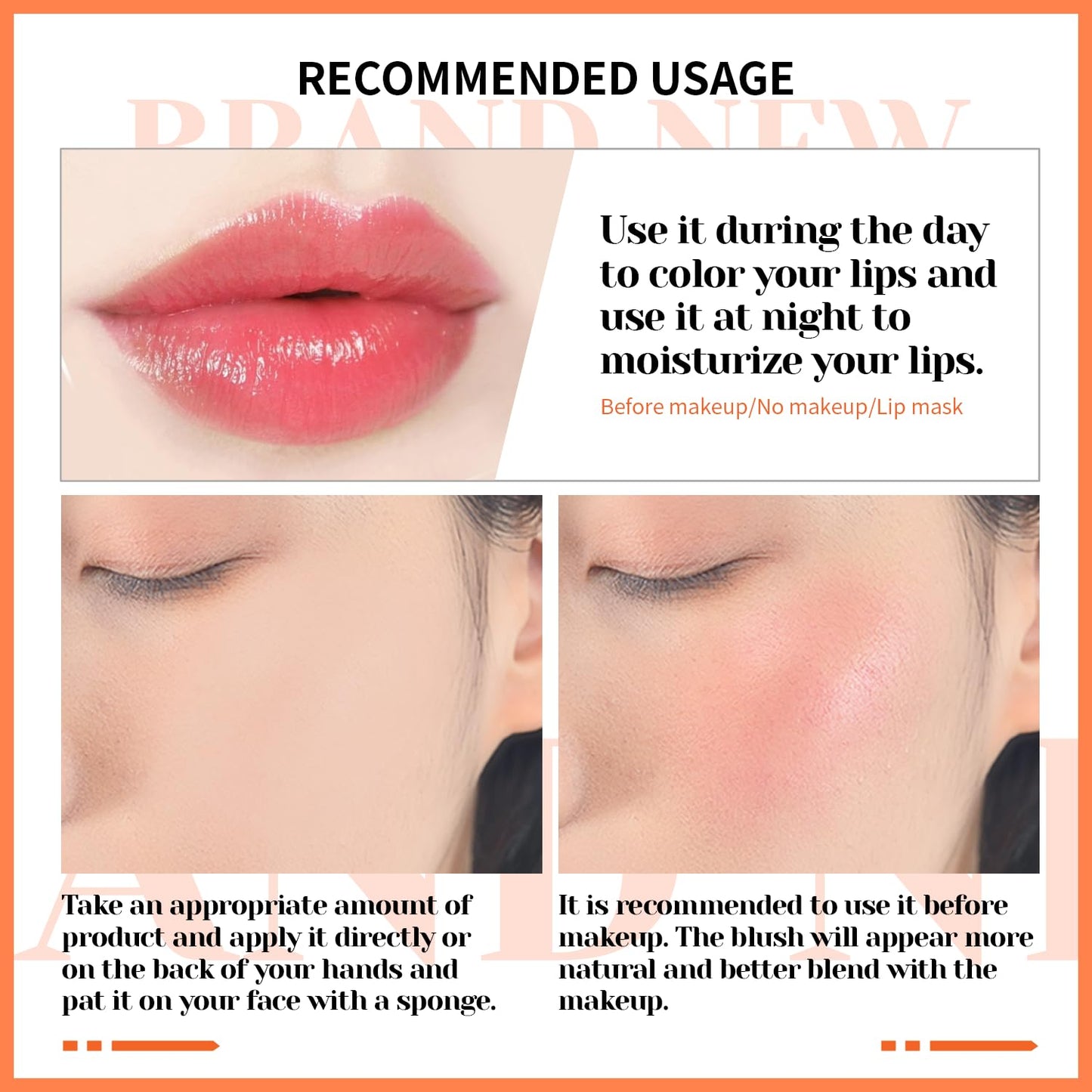 CHARMACY Magic Color Lip & Cheek Balm, PH Color Changing Blusher for Cheeks, Long Lasting Moisturizing Multi Use cream Waterproof Blush Makeup, PERSIMMON JELLY (#04)