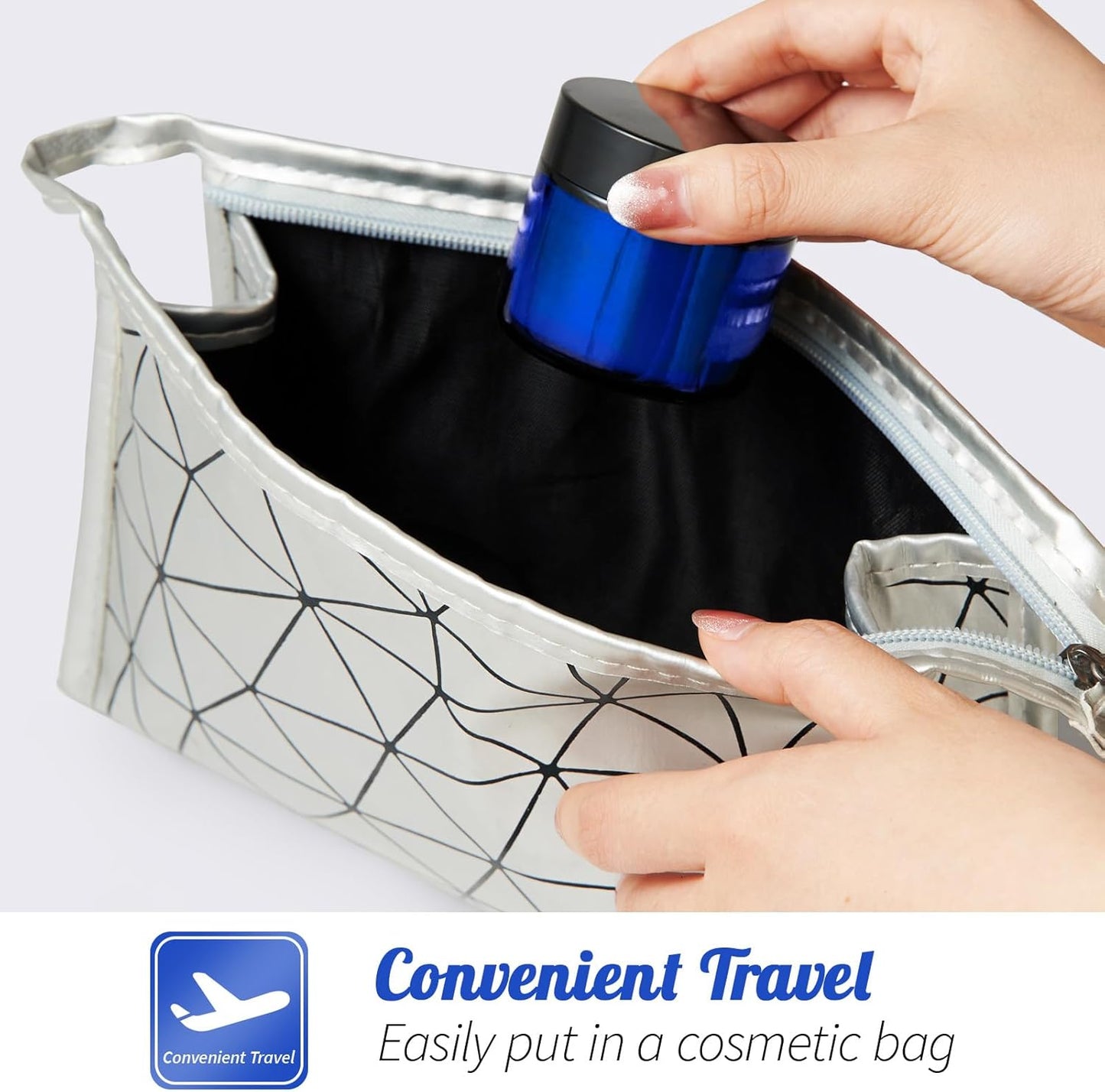 2oz Jars with Lids, Hoa Kinh 24 Pack Blue Glass Jars with Lids Empty Cosmetic Containers Round Airtight Glass Jar with Inner Liners and black Lid for Storing Lotions, Powders, and Ointments