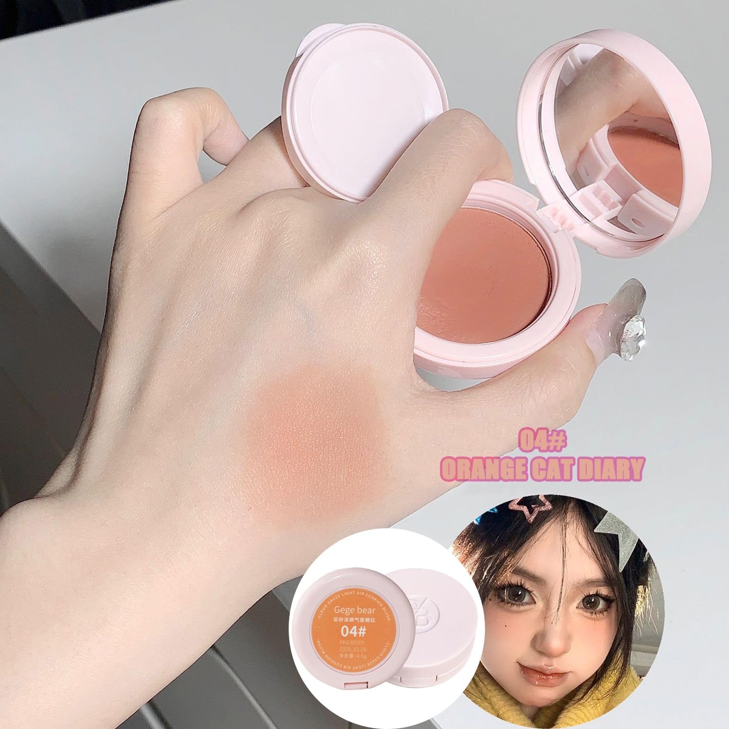 Air Cushion Blush,Wearing Skin Tint Blush Makeup for Cheeks,Smudge Proof, Natural-Looking, Dewy Finish,Easy to Apply and Create a Natural Flush