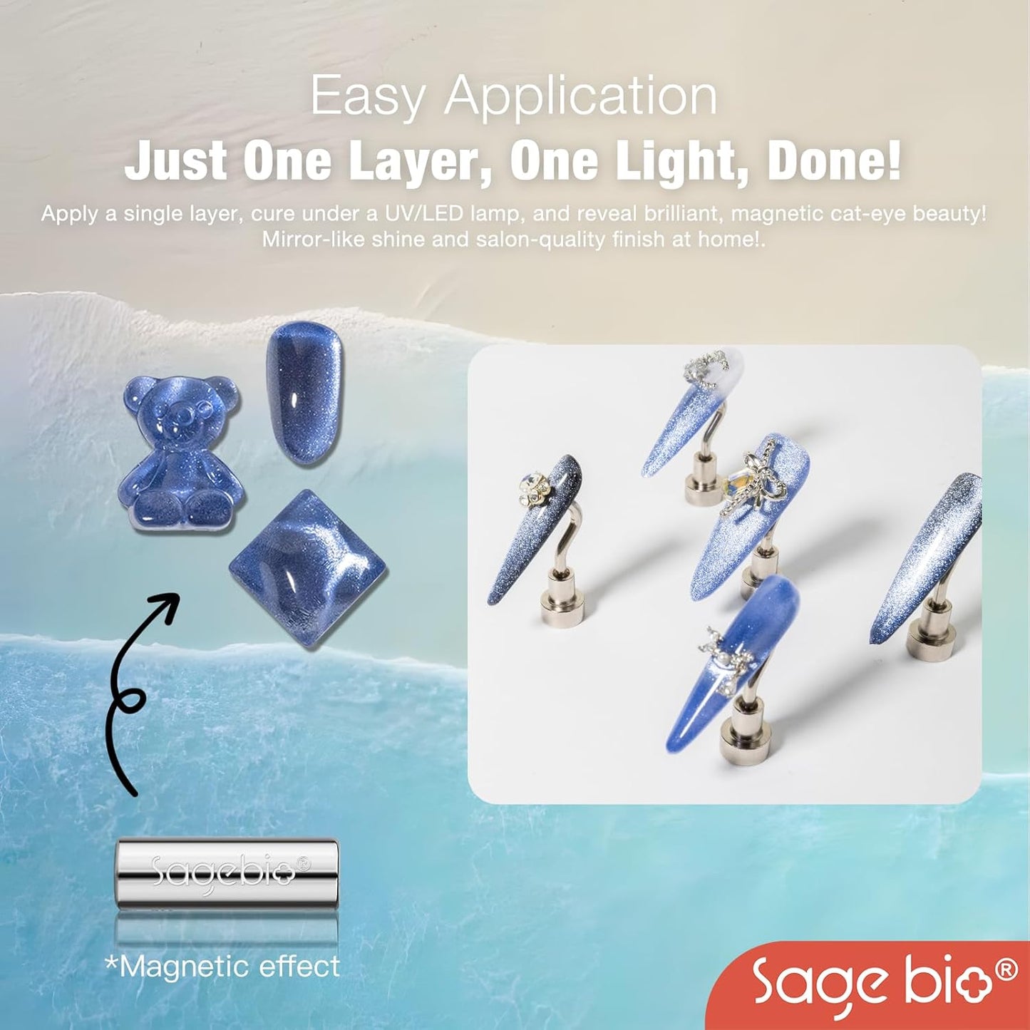 Multifunctional Cat Eye Gel Nail Polish, No Base or Top Coat Required, 15ml, Lasts Up to 4 Weeks, UV/LED Cured, Easy Application, R66