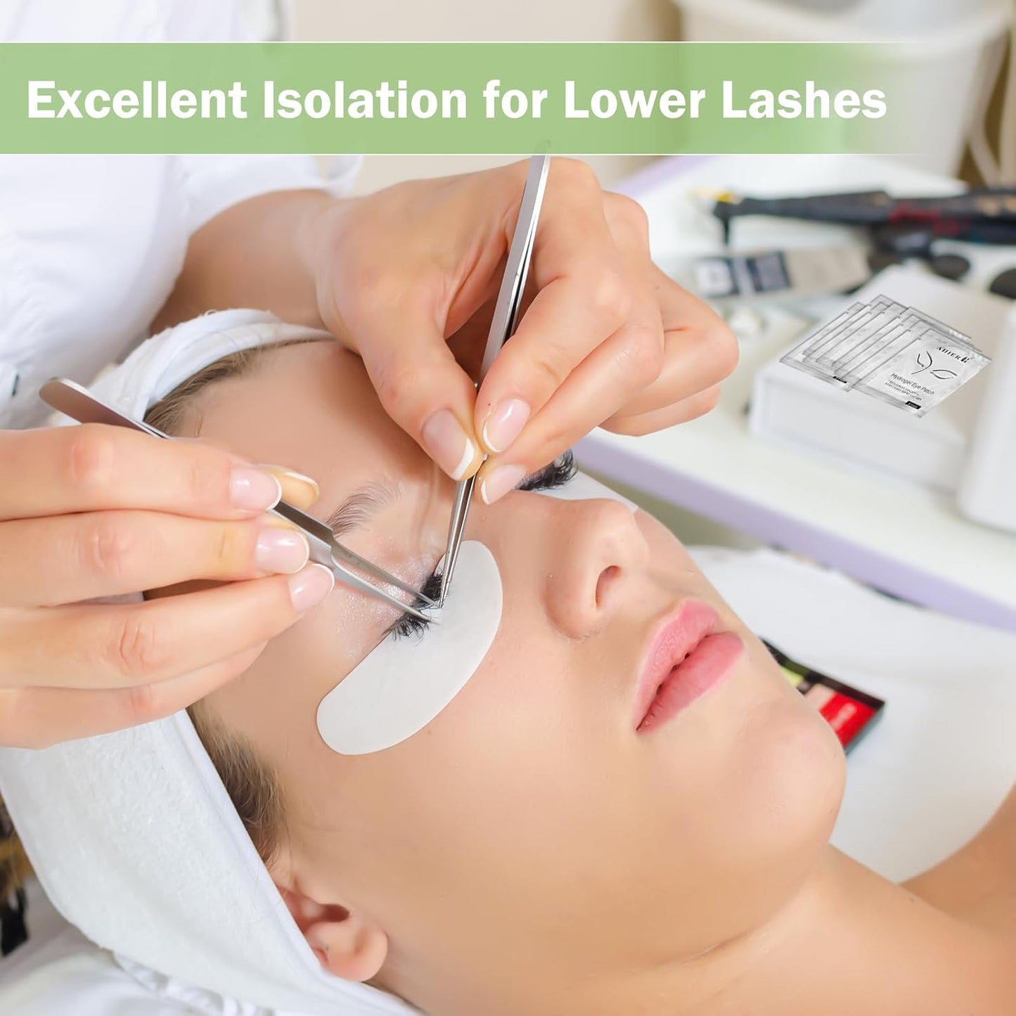 110 Pairs Eyelash Extension Gel Patches Kit, AHIER 100% Natural Hydrogel Eye Patches Lint Free Under Eye Pads Makeup Eye Gel Pad for Lash Extensions supplies