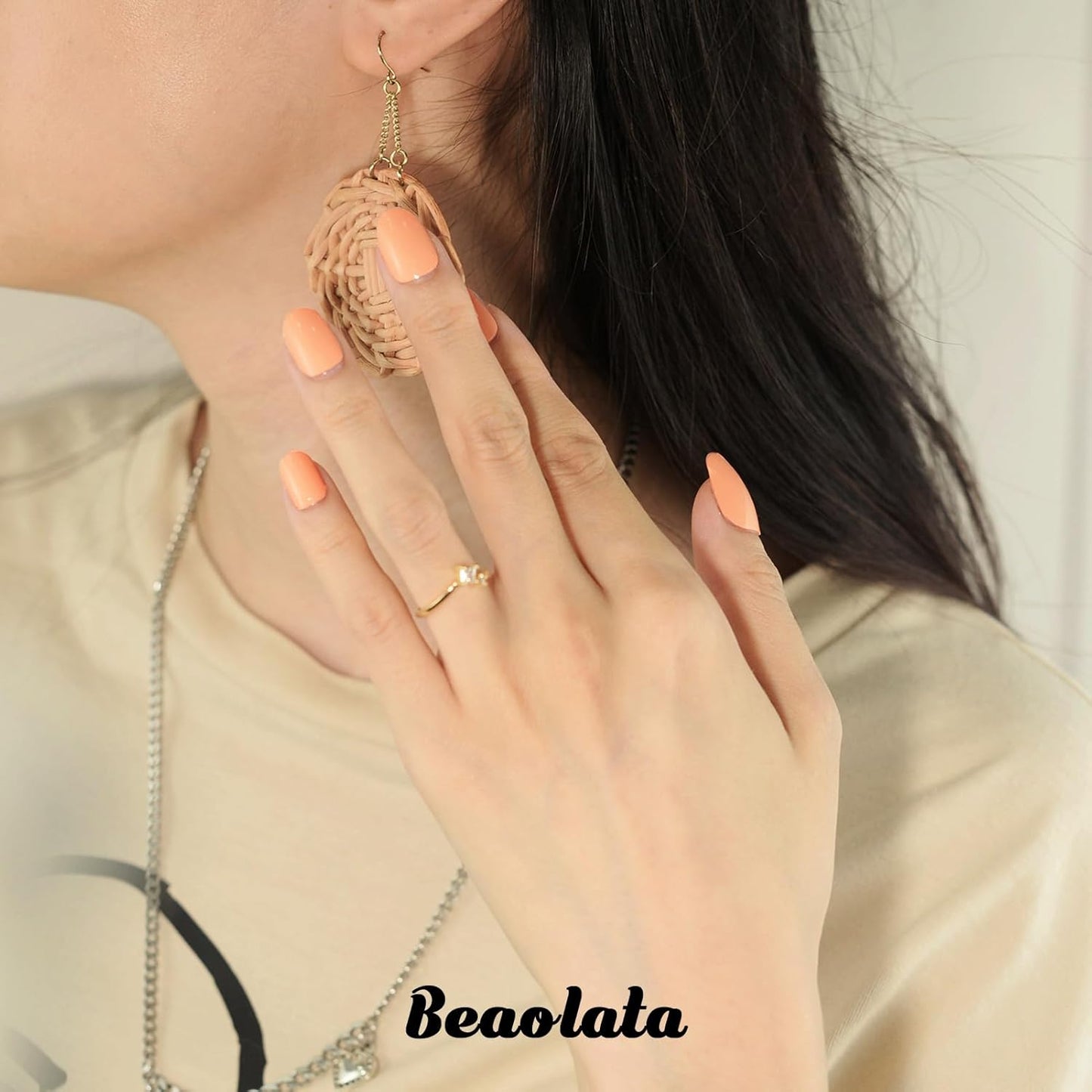 Nail Polish Strips, 32PCS Salon Quality Wraps, Long Lasting Gel Nail Stickers for Women Easy Apply& Remove (Yellow Peach)