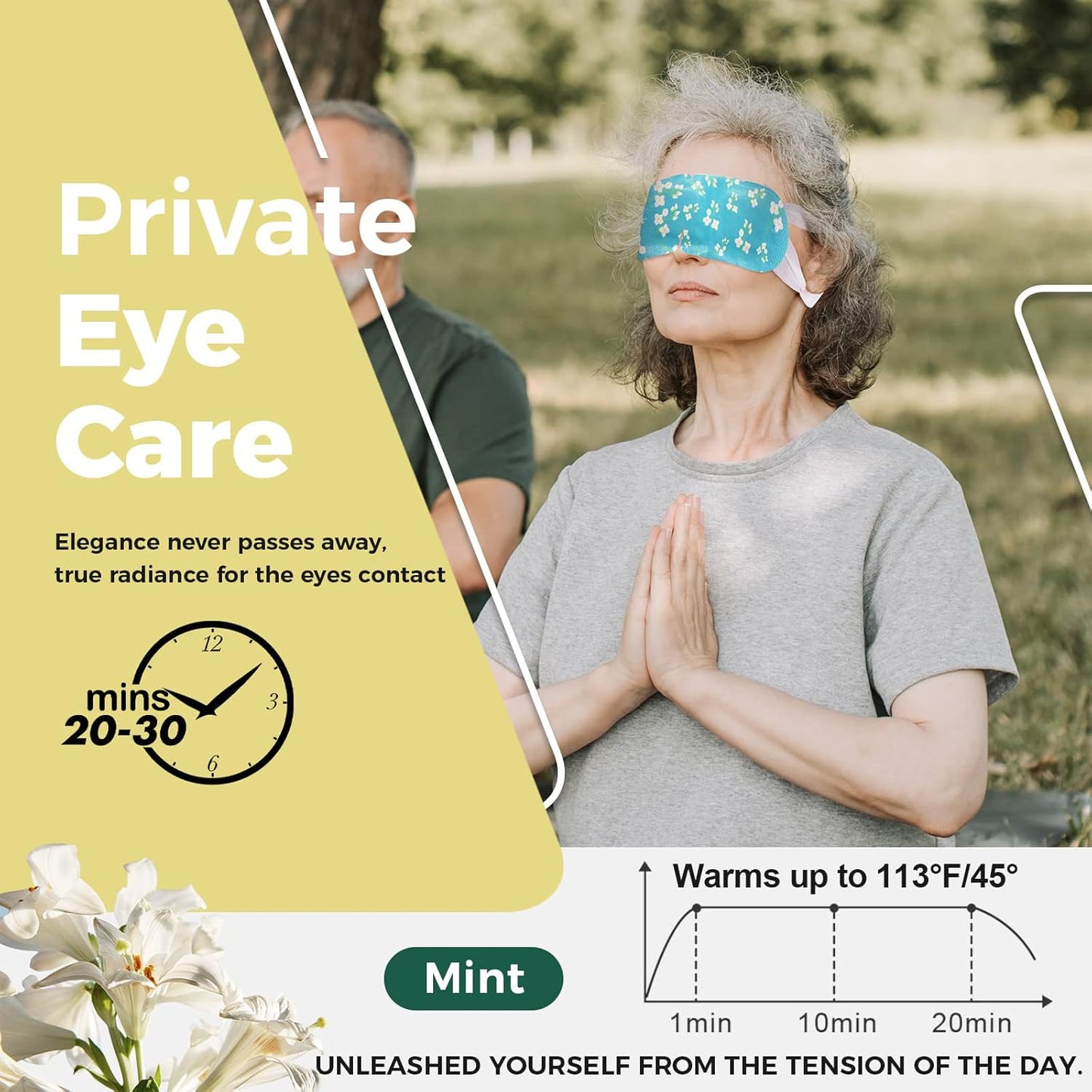 16-Pack Steam Eye Masks for Dry Eyes, Jasmine Warm Eye Mask for Tired Eyes, Relief Eye Fatigue & Dark Circle, Heat Sleep Eye Mask for Puffy Eyes, Disposable Eye Mask, Warm Compress for Eyes