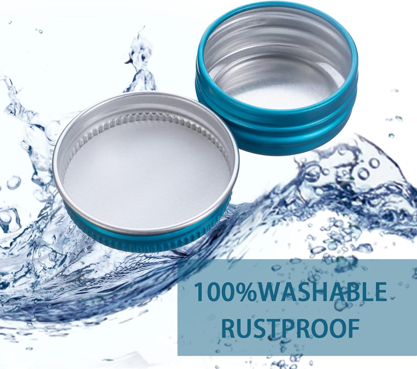 0.5 oz Screw Top Aluminum Tin Jar with Screw Lid and Blank Labels (Lake Blue - Pack of 32)