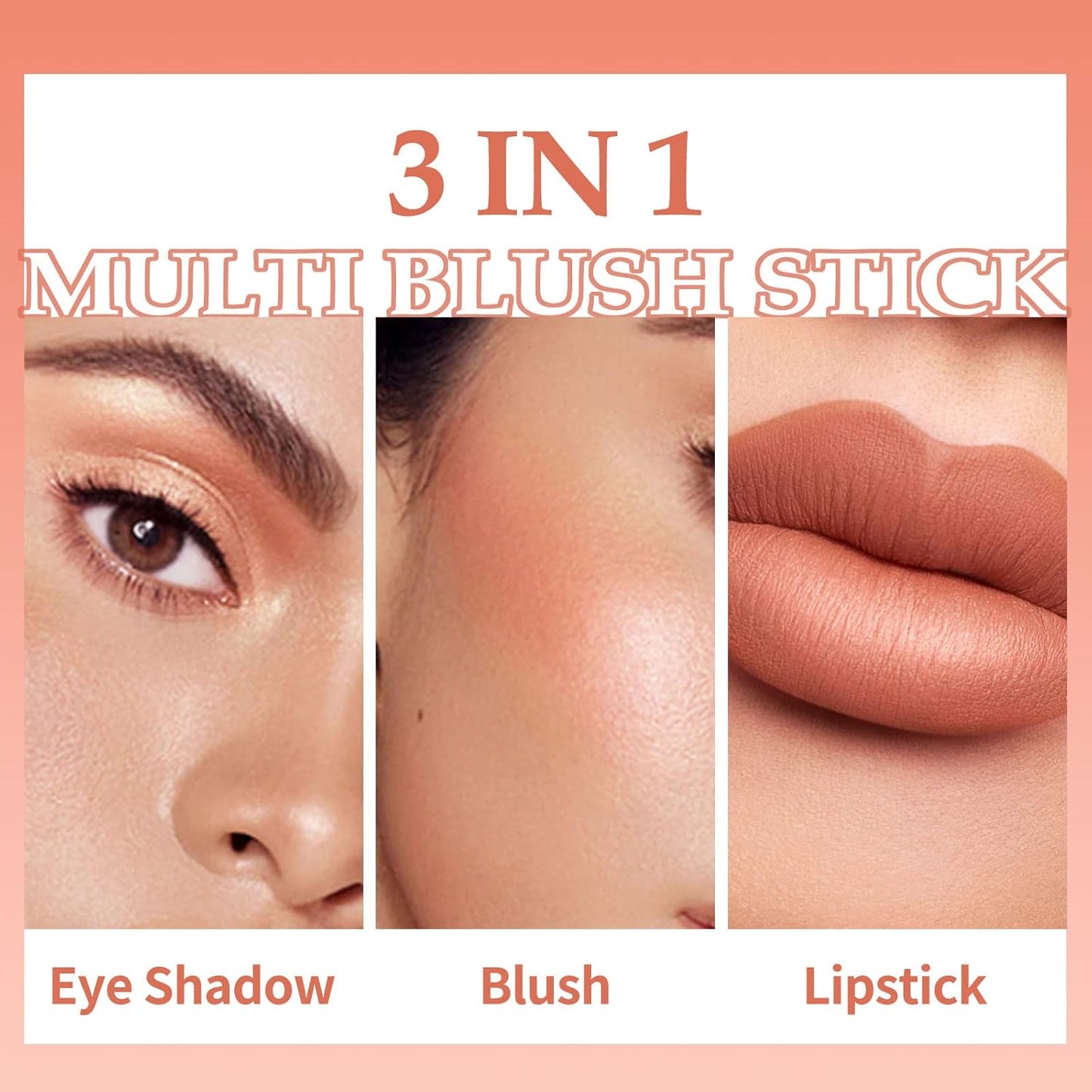 Boobeen Cream Blush Stick for Cheek Makeup, Multi Stick Makeup Face Blush Stick Matte Natural, Lightweight Buildable Blush Makeup Stick for Cheeks Eyes and Lips, Nude Creamy Formula