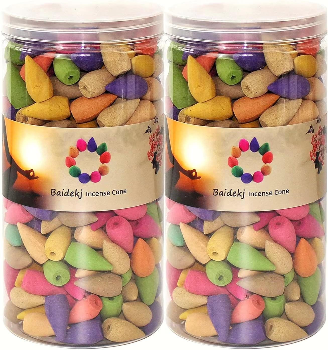 600 pcs Backflow Incense Cones for Waterfall Mixed Natural Scents Cone Incense for Meditation Relax in 2 Bottles