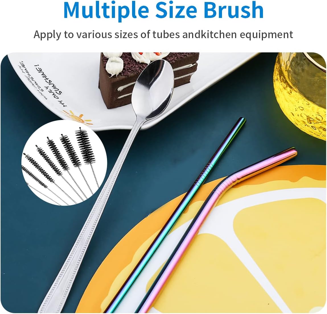 10 Pcs Flexible Drain Brush Straw Cleaner Brush Set,Pipe Cleaners Brush,61Inch Stainless Steel Double-Ended Hose Brush 8.2Inch Nylon Long CPAP Tube Cleaning Brush for Home Kitchen Sink Plumbing