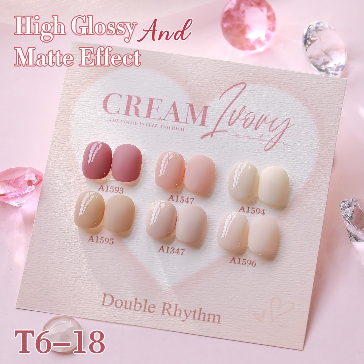 Double Rhythm 6 Pcs 15 ML Gel Polish Set Same Color Same Bottle Soak Off Gel Polish Kit Nail Art Manicure Salon DIY at Home for Women (Light Dark Nude Beige Cream Pink-T6-18)